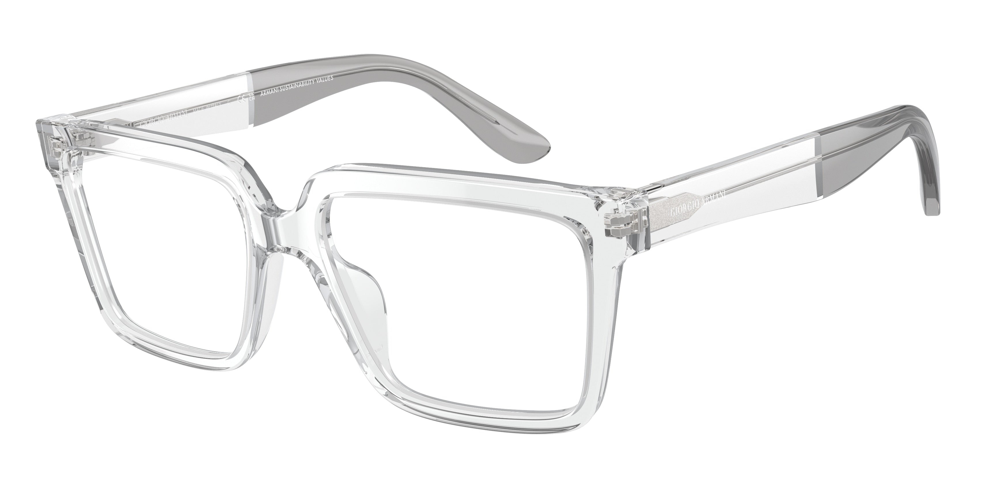 Giorgio Armani AR7230U Square Eyeglasses  5893-Transparent Crystal 55-145-17 - Color Map Transparent