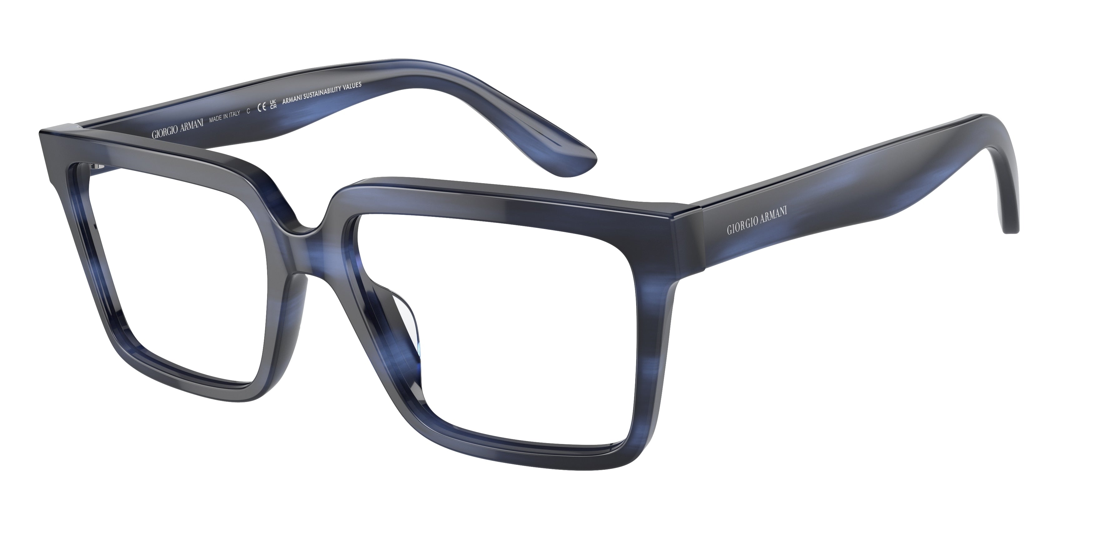 Giorgio Armani AR7230U Square Eyeglasses  5901-Striped Blue 55-145-17 - Color Map Blue