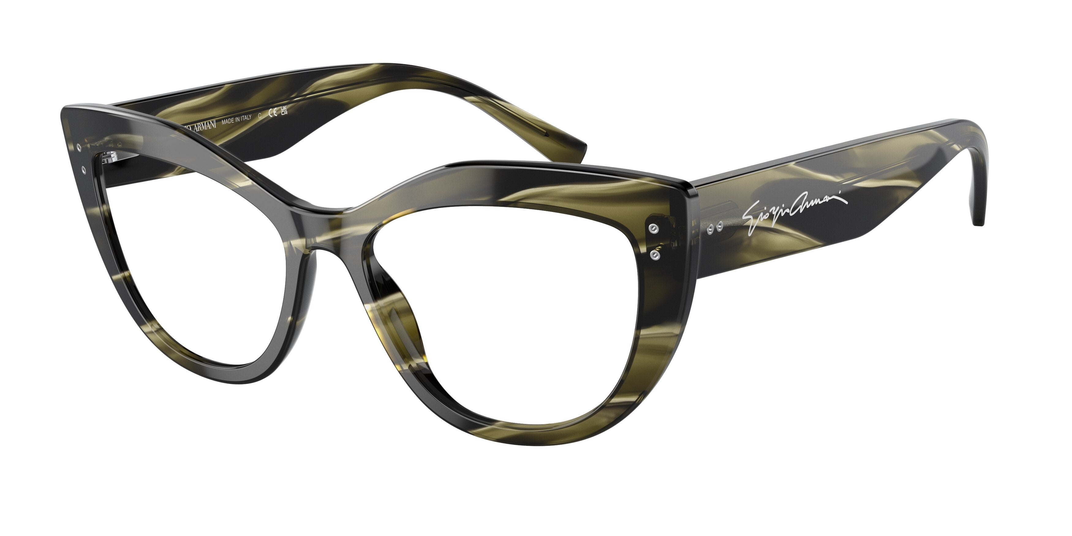 Giorgio Armani AR7231 Cat Eye Eyeglasses  5952-Striped Green 54-140-17 - Color Map Green