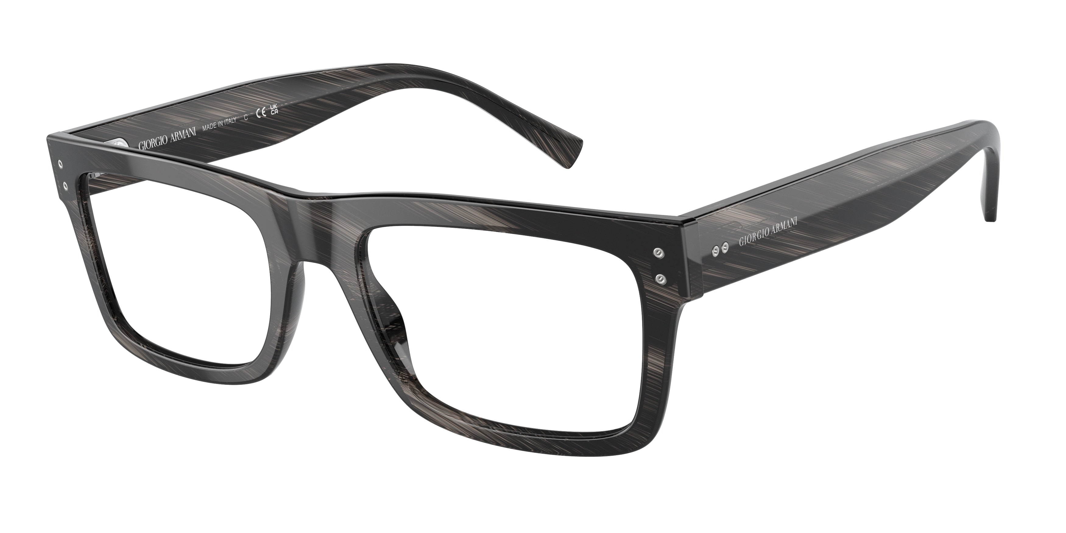 Giorgio Armani AR7232 Rectangle Eyeglasses  5407-Striped Grey 55-145-20 - Color Map Grey