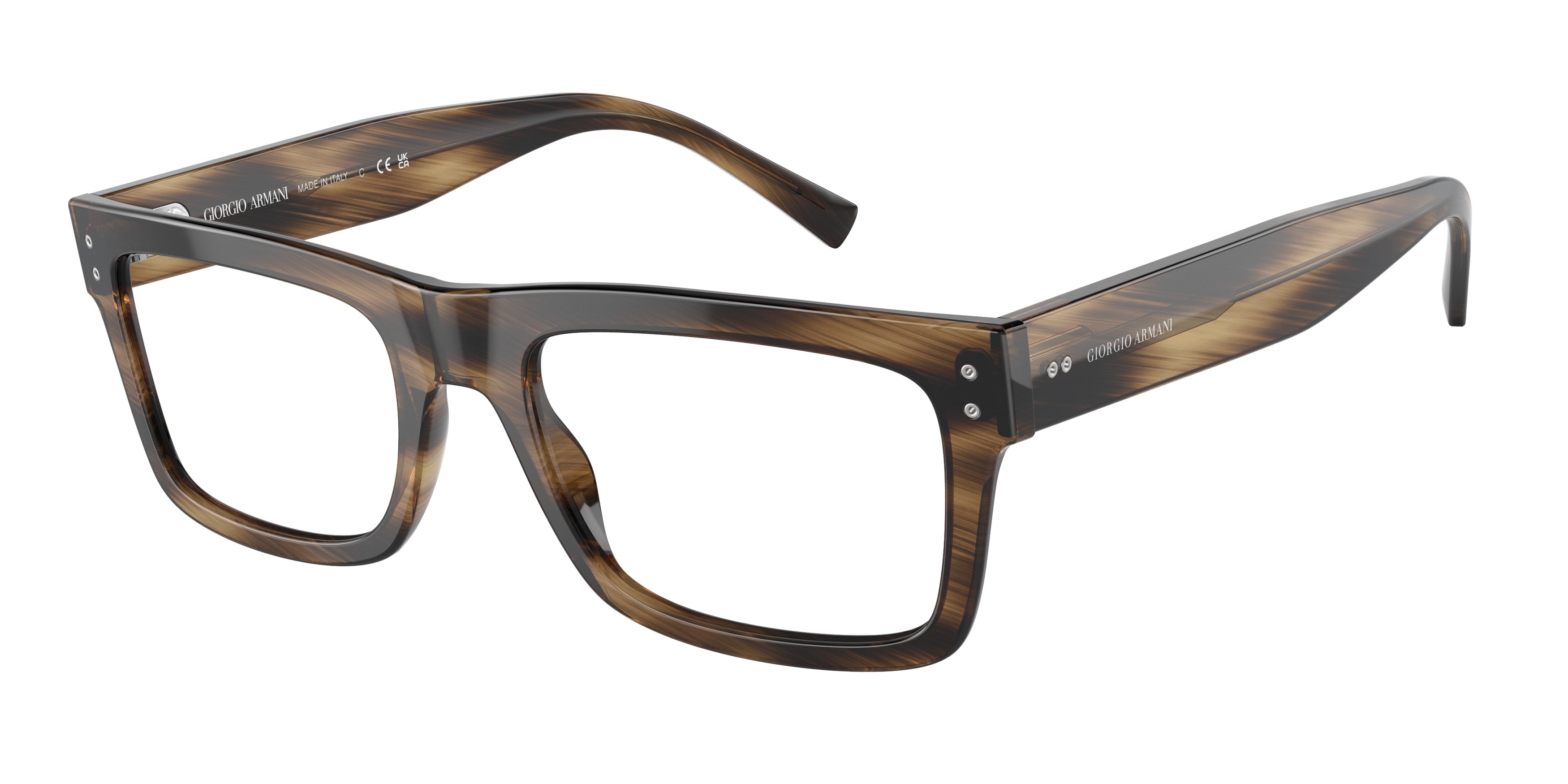 Giorgio Armani AR7232 Rectangle Eyeglasses  5409-Striped Brown 55-145-20 - Color Map Tortoise