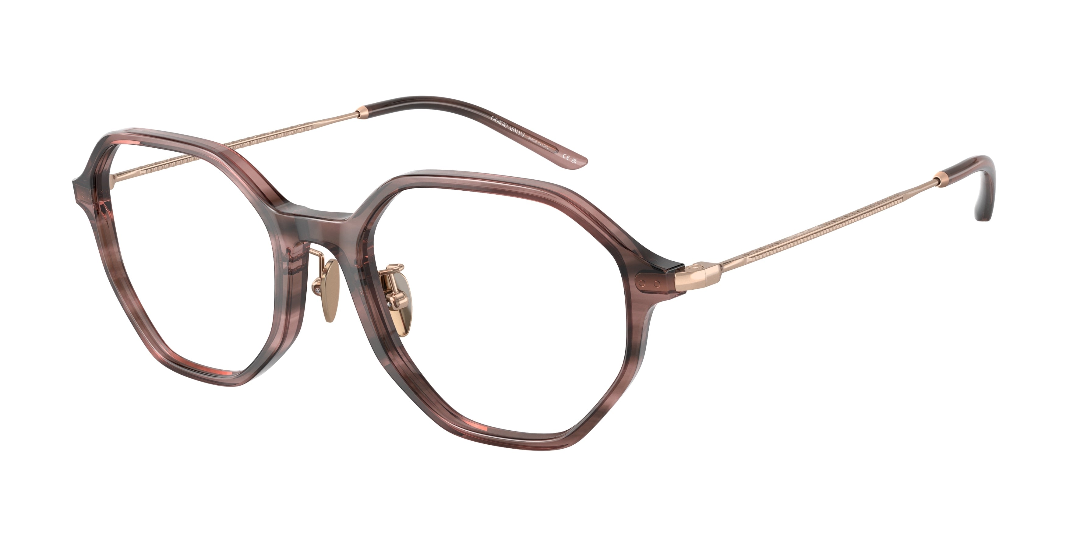 Giorgio Armani AR7234 Irregular Eyeglasses  5961-Striped Pink 52-140-19 - Color Map Pink