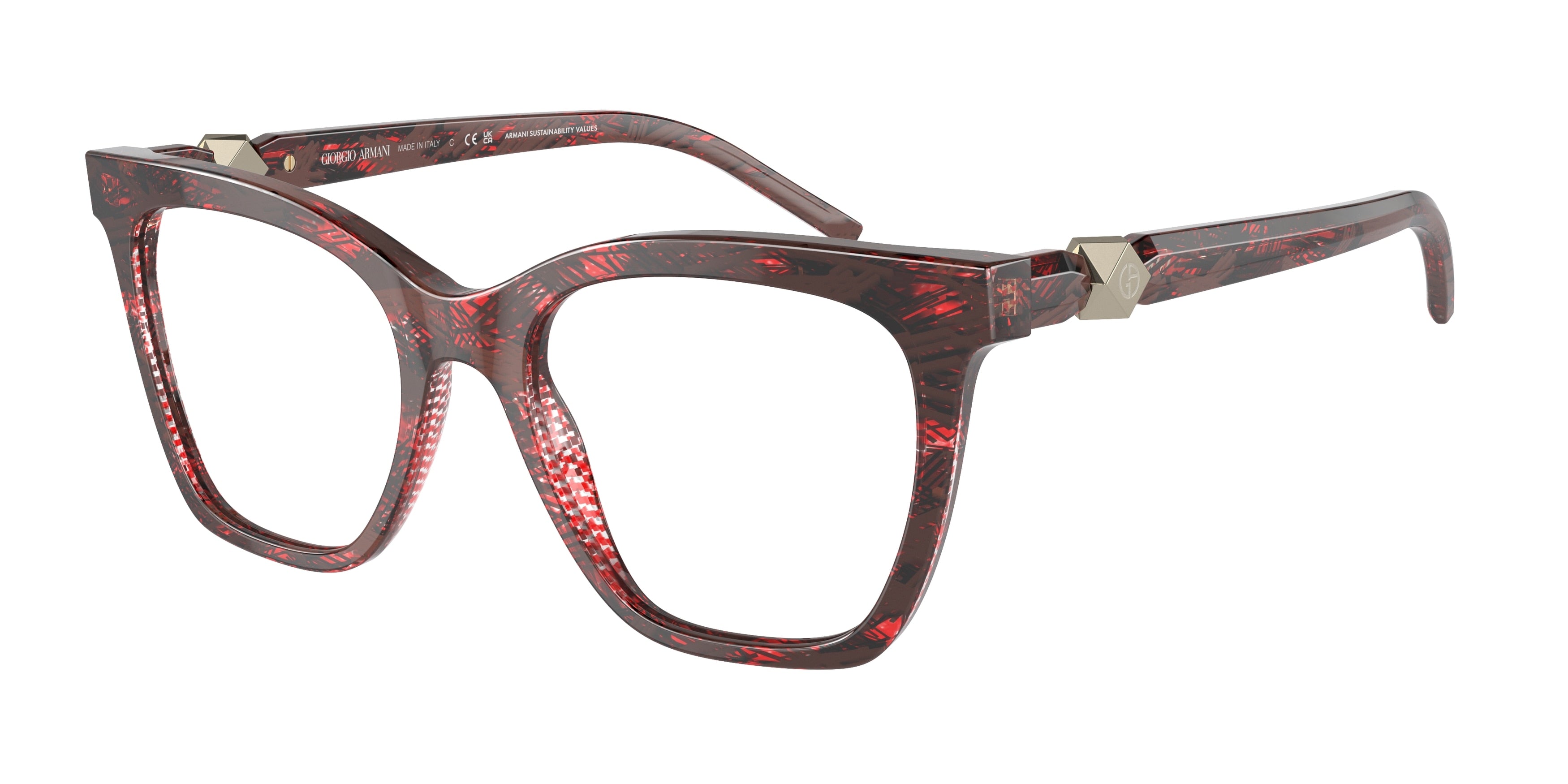 Giorgio Armani AR7238 Cat Eye Eyeglasses  6001-Red Havana 52-140-19 - Color Map Red