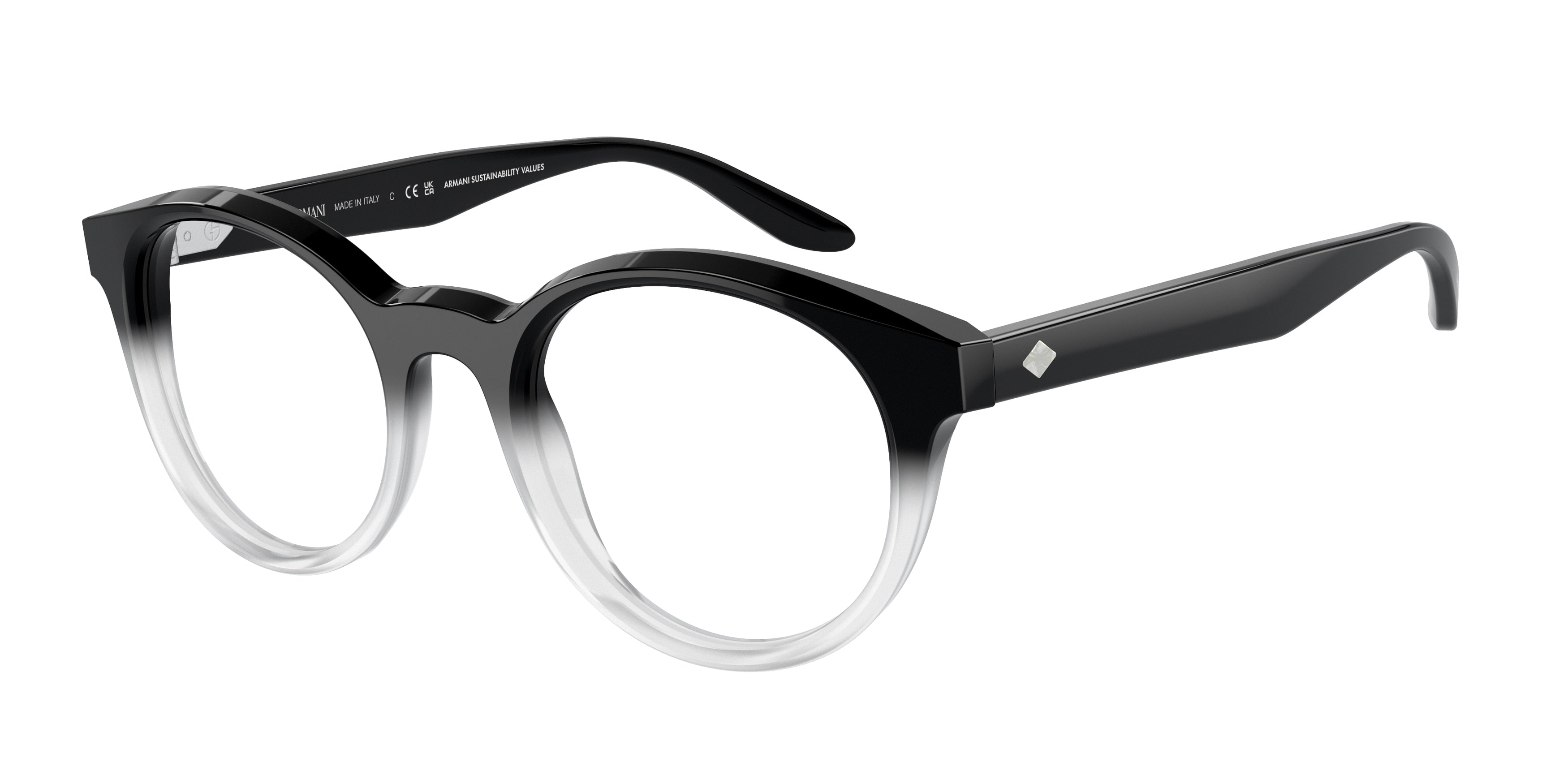 Giorgio Armani AR7239 Phantos Eyeglasses  5996-Gradient Black/White 49-140-21 - Color Map Black