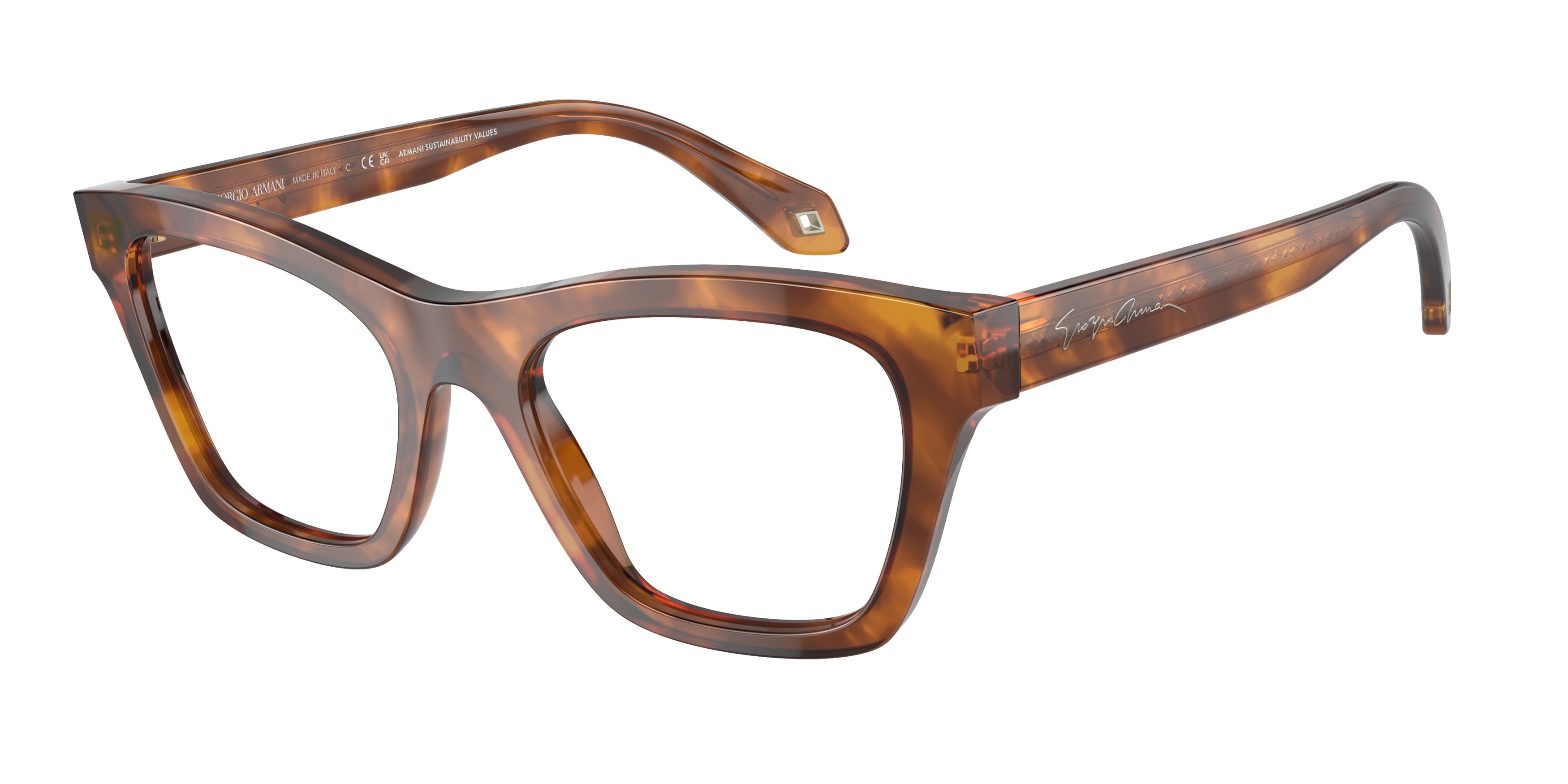 Giorgio Armani AR7240 Cat Eye Eyeglasses  5988-Red Havana 51-140-19 - Color Map Tortoise