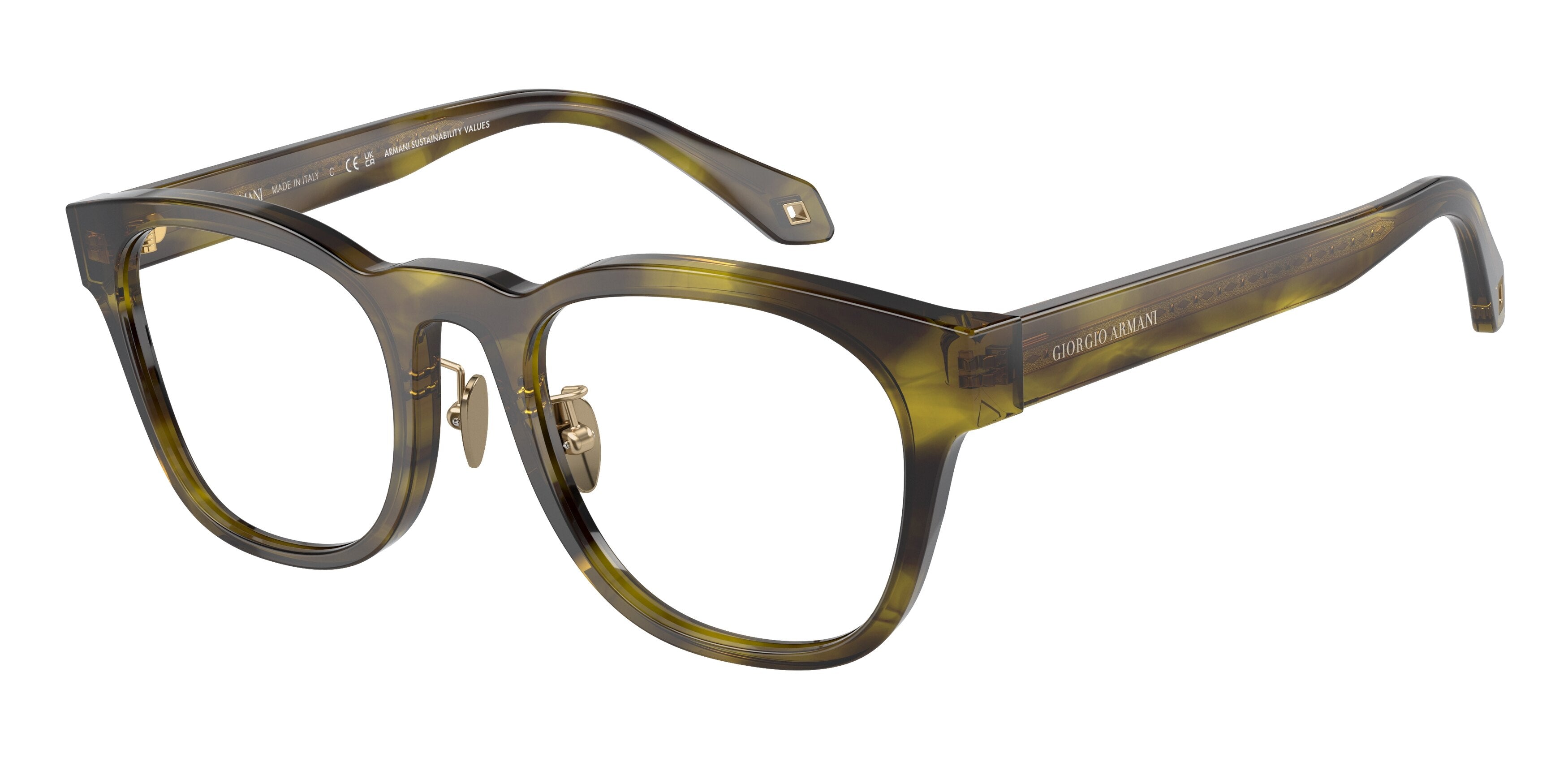 Giorgio Armani AR7242F Square Eyeglasses  5987-Striped Green 51-145-21 - Color Map Green