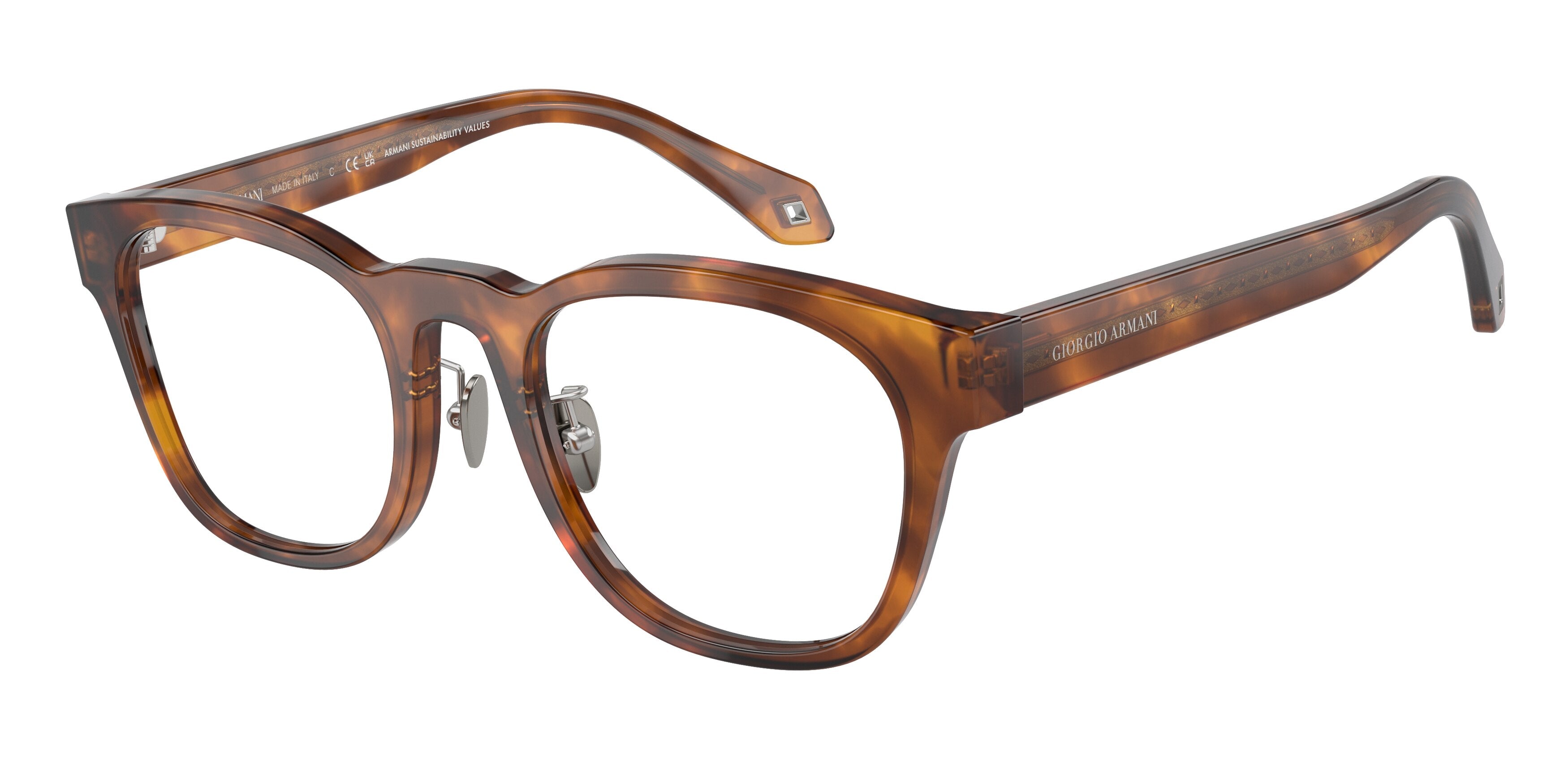 Giorgio Armani AR7242F Square Eyeglasses  5988-Red Havana 51-145-21 - Color Map Tortoise