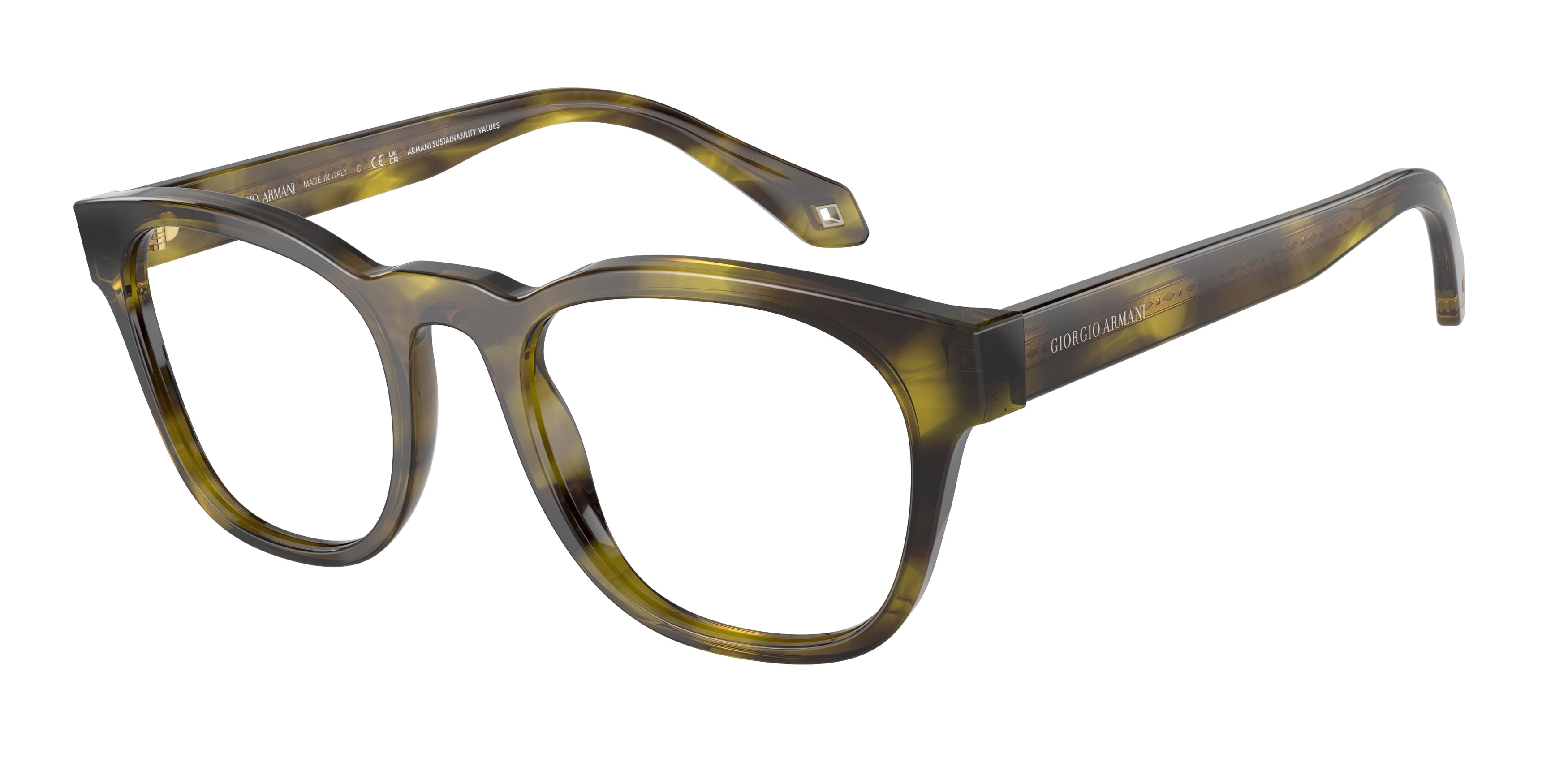 Giorgio Armani AR7242 Square Eyeglasses  5987-Striped Green 51-145-21 - Color Map Green