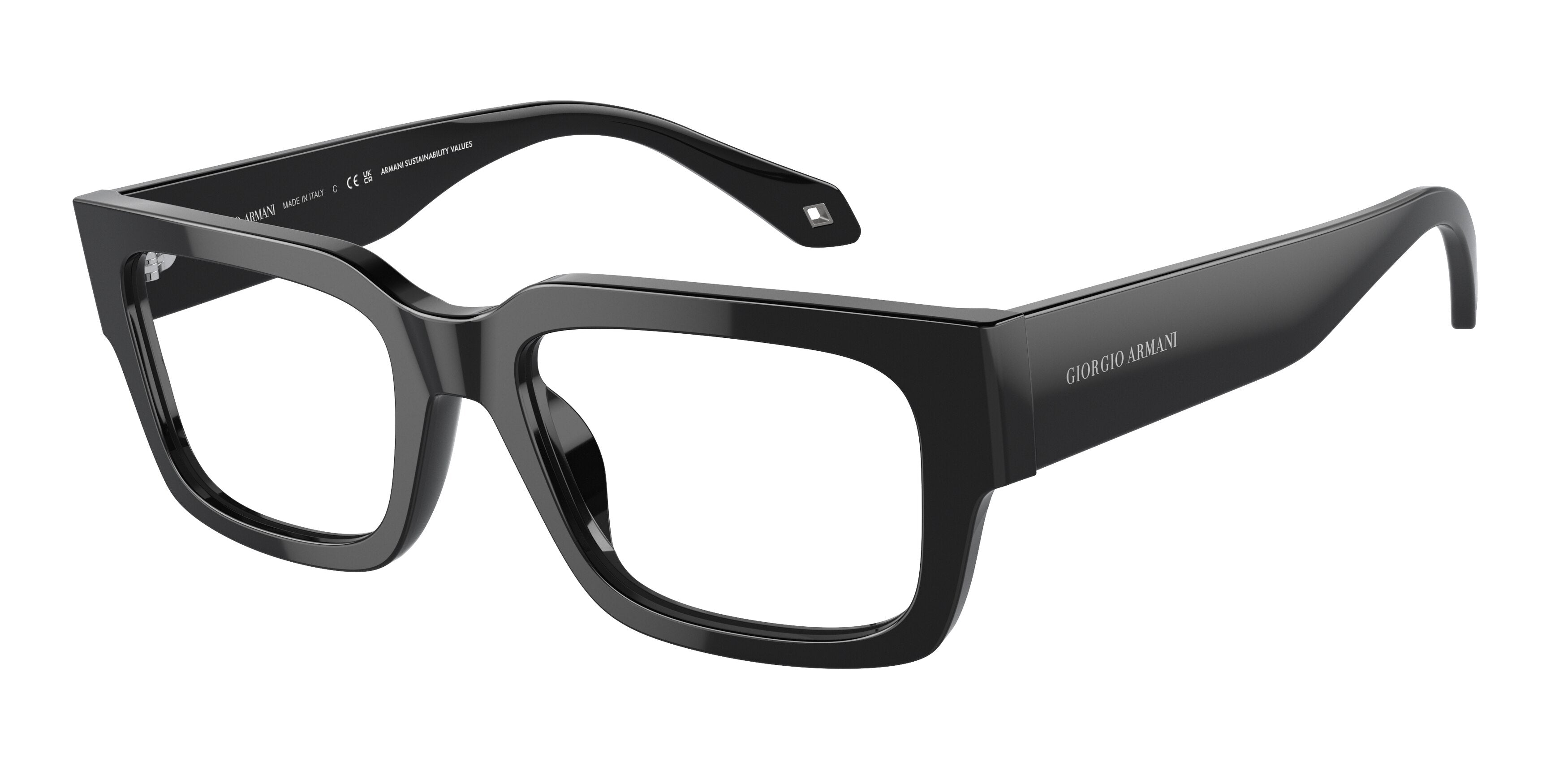 Giorgio Armani AR7243U Rectangle Eyeglasses  5875-Black 53-145-19 - Color Map Black