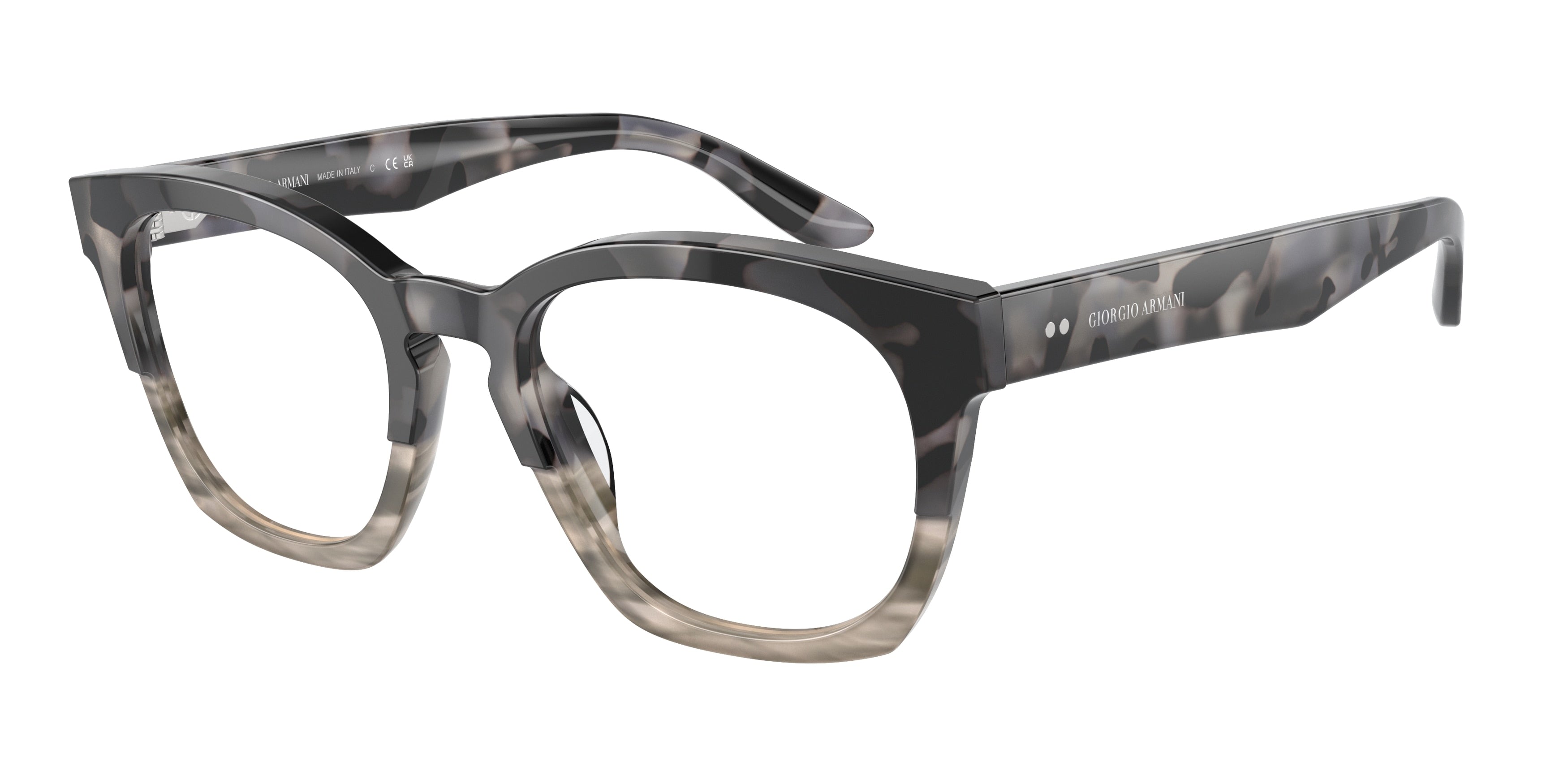 Giorgio Armani AR7245U Square Eyeglasses  6009-Grey Havana/Striped Grey 52-145-20 - Color Map Grey