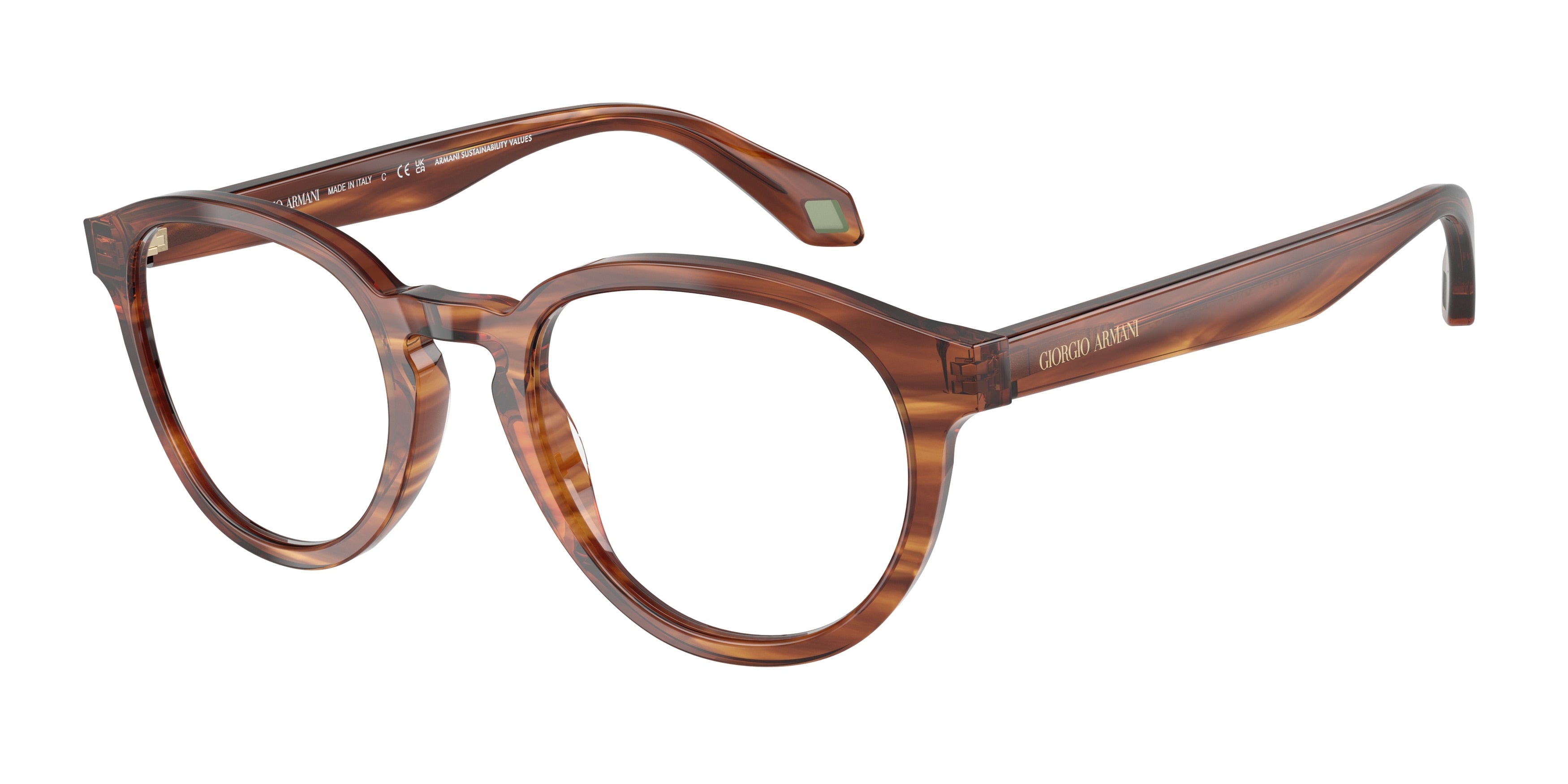 Giorgio Armani AR7248 Phantos Eyeglasses  6162-Striped Brown 50-145-22 - Color Map Tortoise