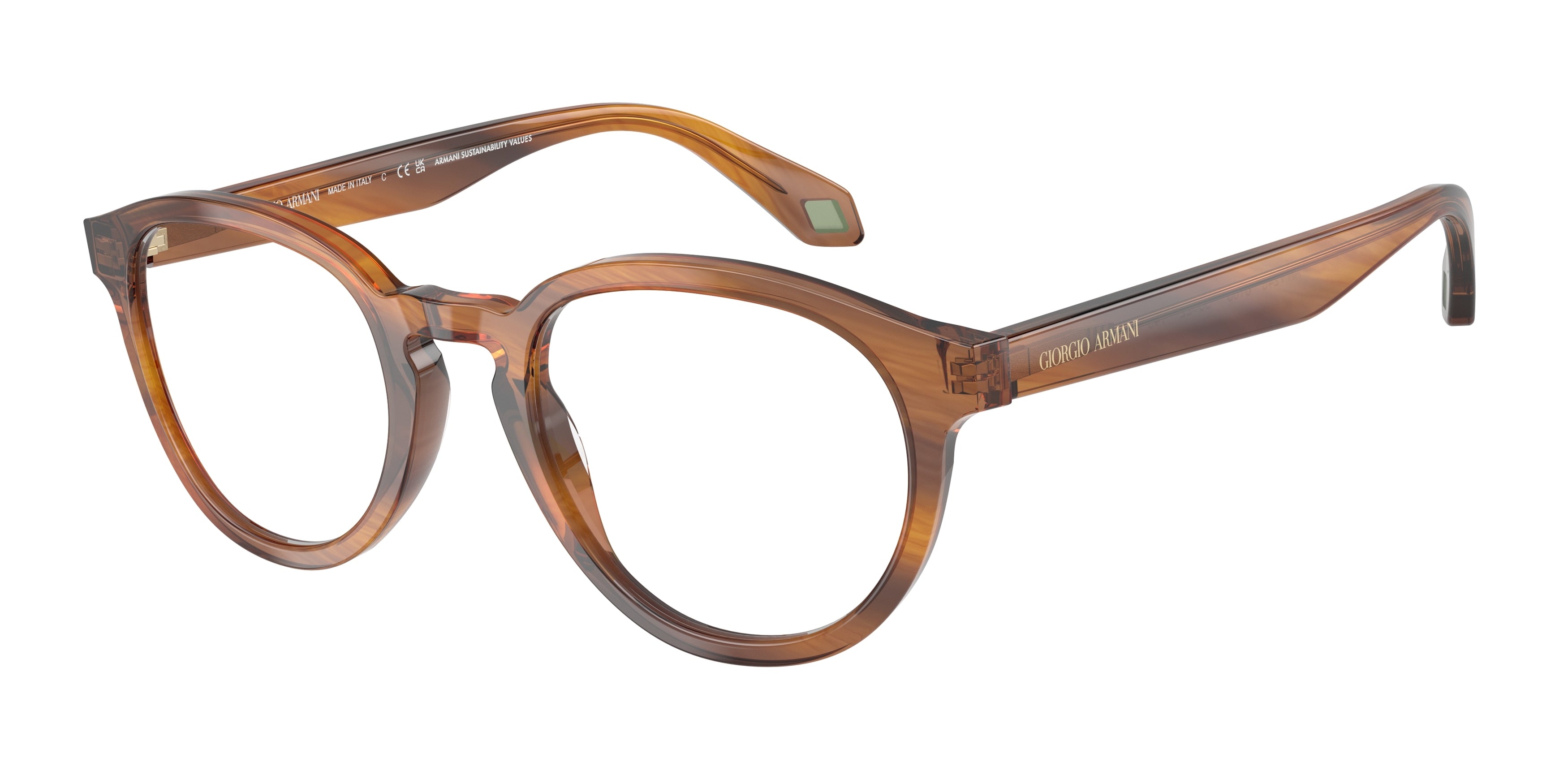 Giorgio Armani AR7248 Phantos Eyeglasses  6163-Striped Honey 50-145-22 - Color Map Tortoise