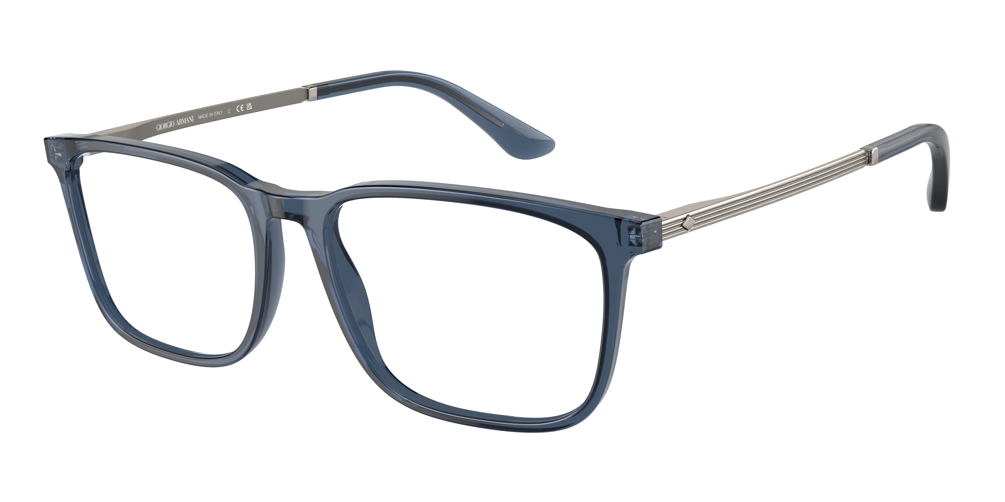 Giorgio Armani AR7249 Rectangle Eyeglasses  6035-Transparent Blue 57-145-17 - Color Map Blue