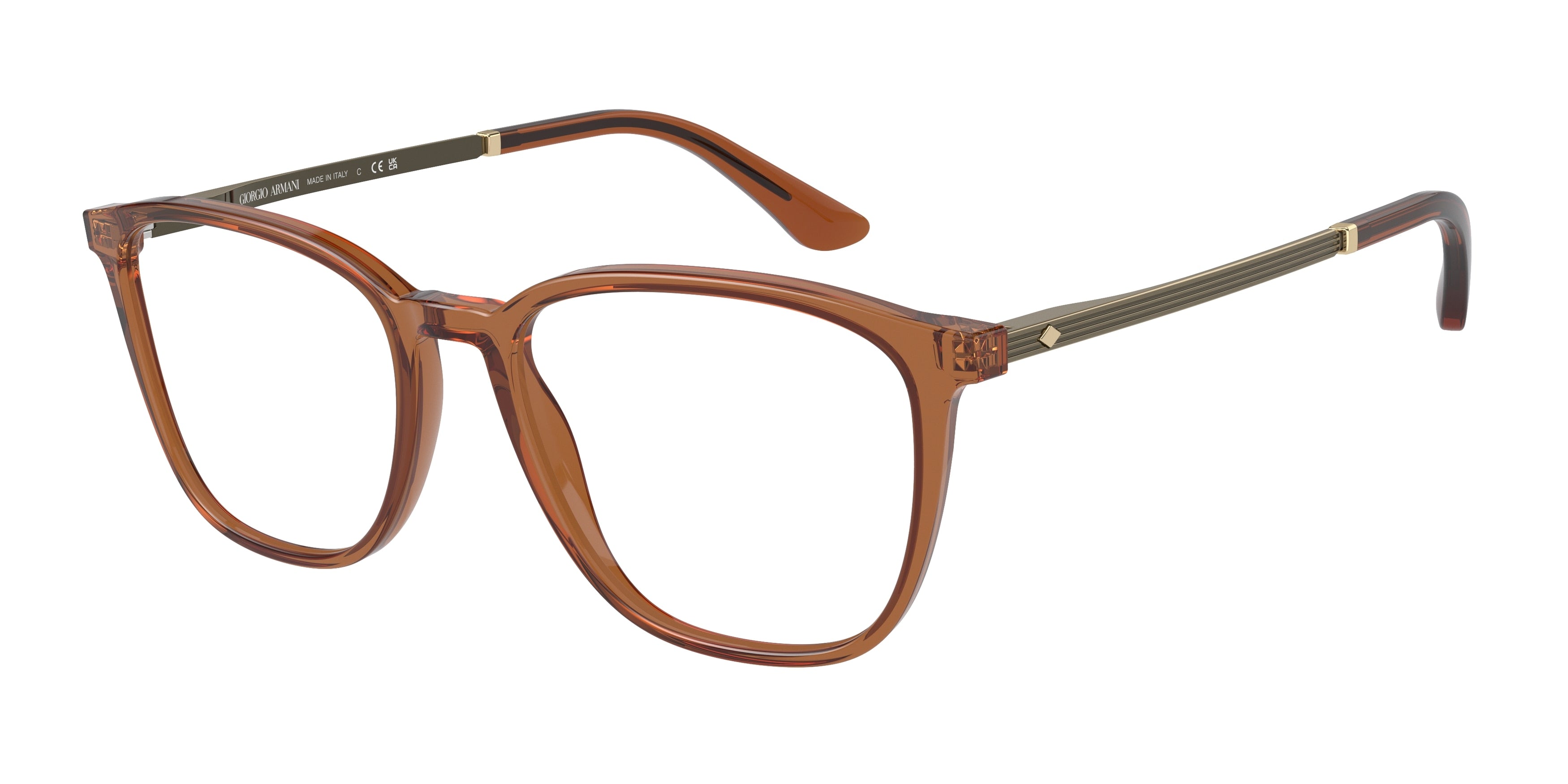 Giorgio Armani AR7250 Square Eyeglasses  6046-Trasparent Brown 53-145-18 - Color Map Brown