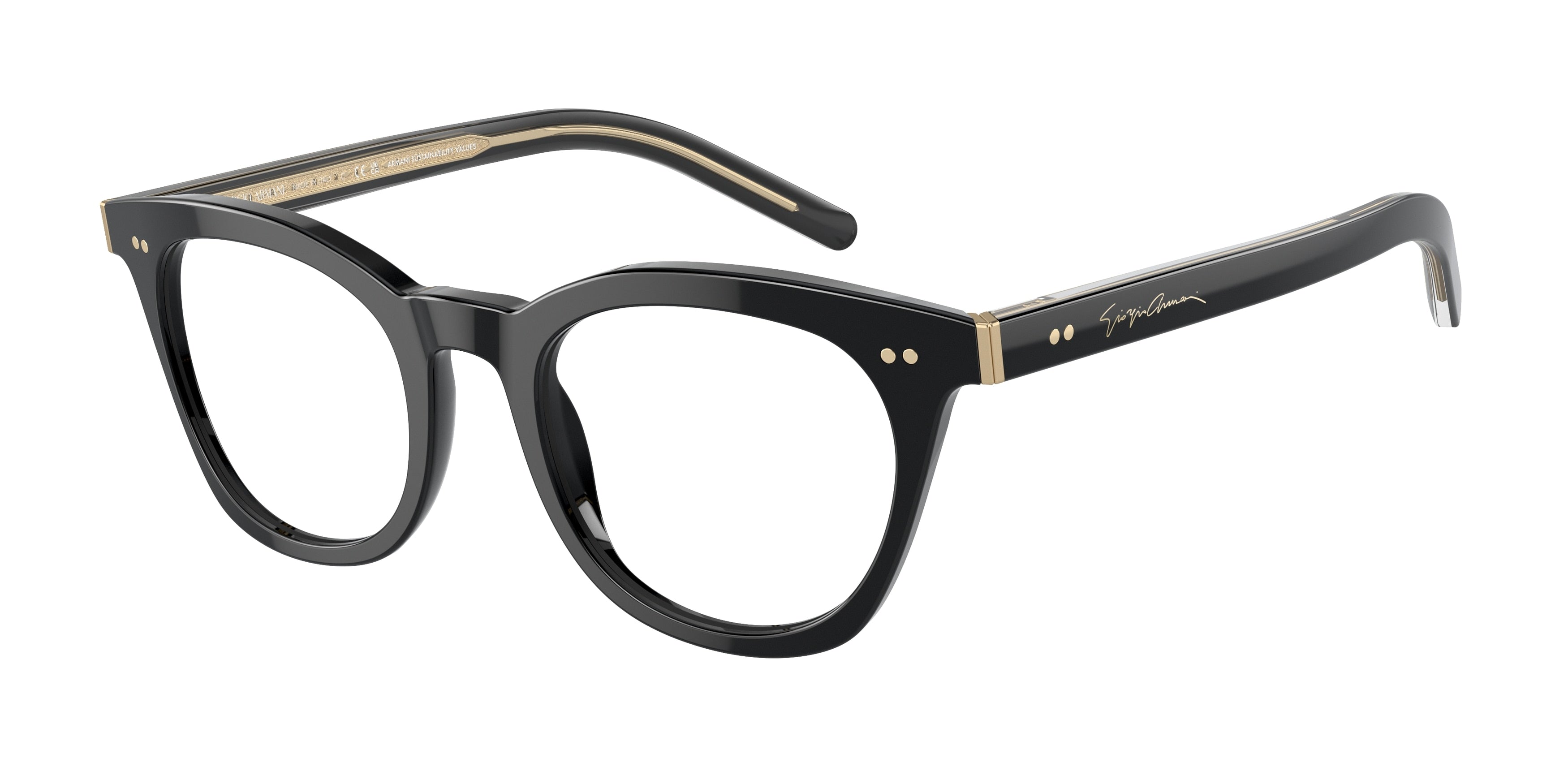 Giorgio Armani AR7251 Cat Eye Eyeglasses  5875-Black 48-140-20 - Color Map Black