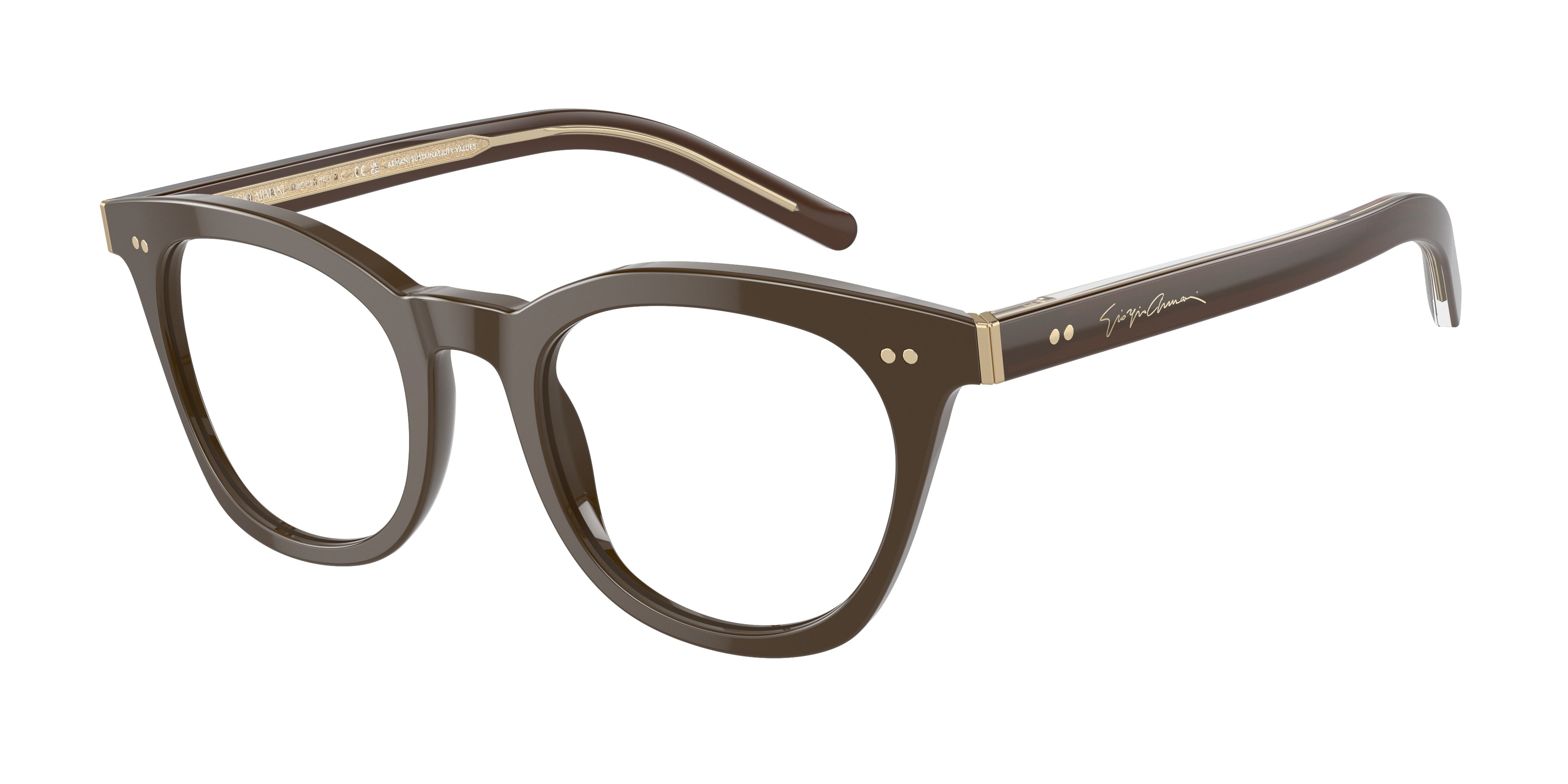 Giorgio Armani AR7251 Cat Eye Eyeglasses  6040-Brown 48-140-20 - Color Map Brown