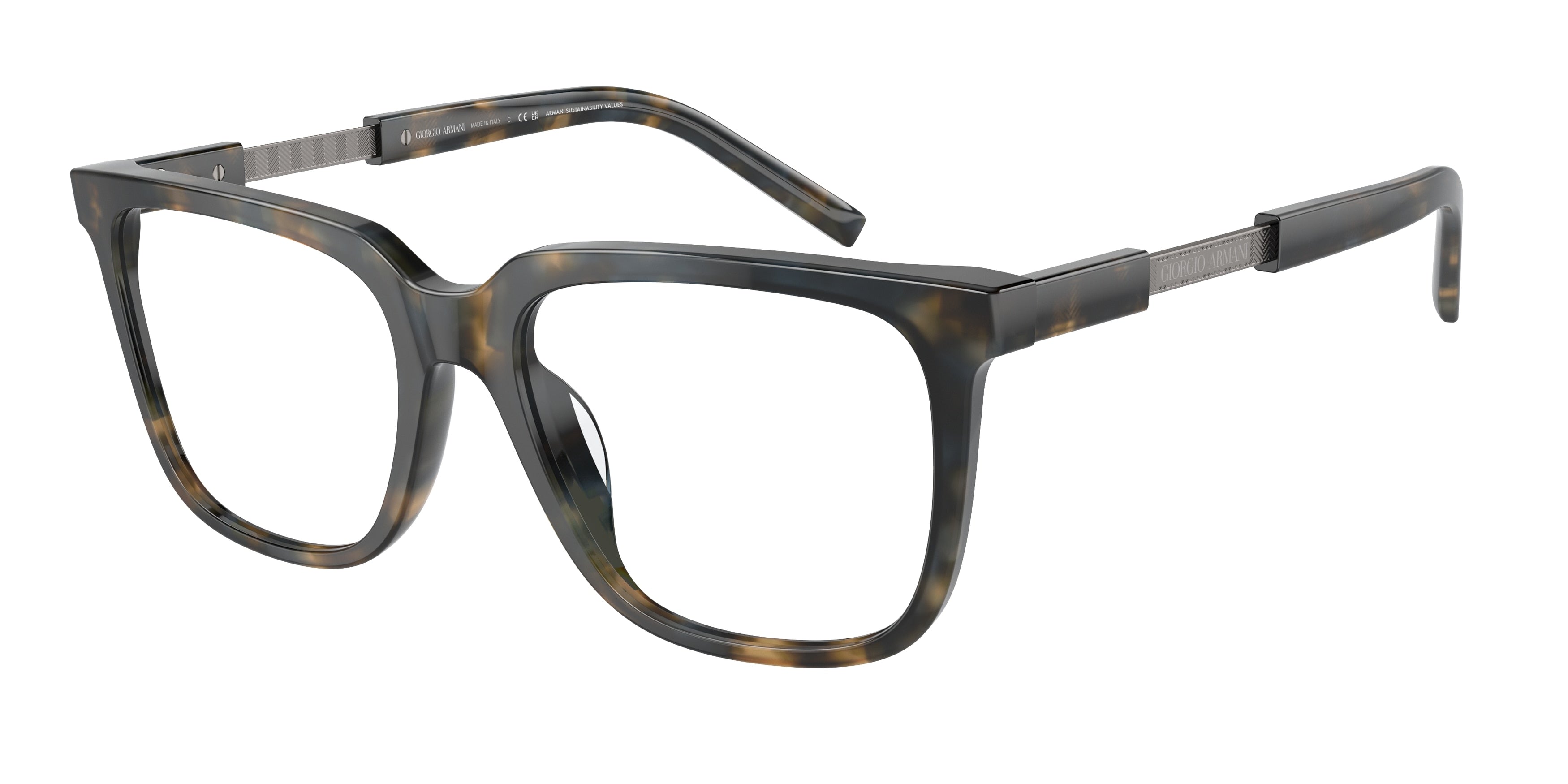 Giorgio Armani AR7252U Rectangle Eyeglasses  6048-Blue Havana 55-145-18 - Color Map Blue