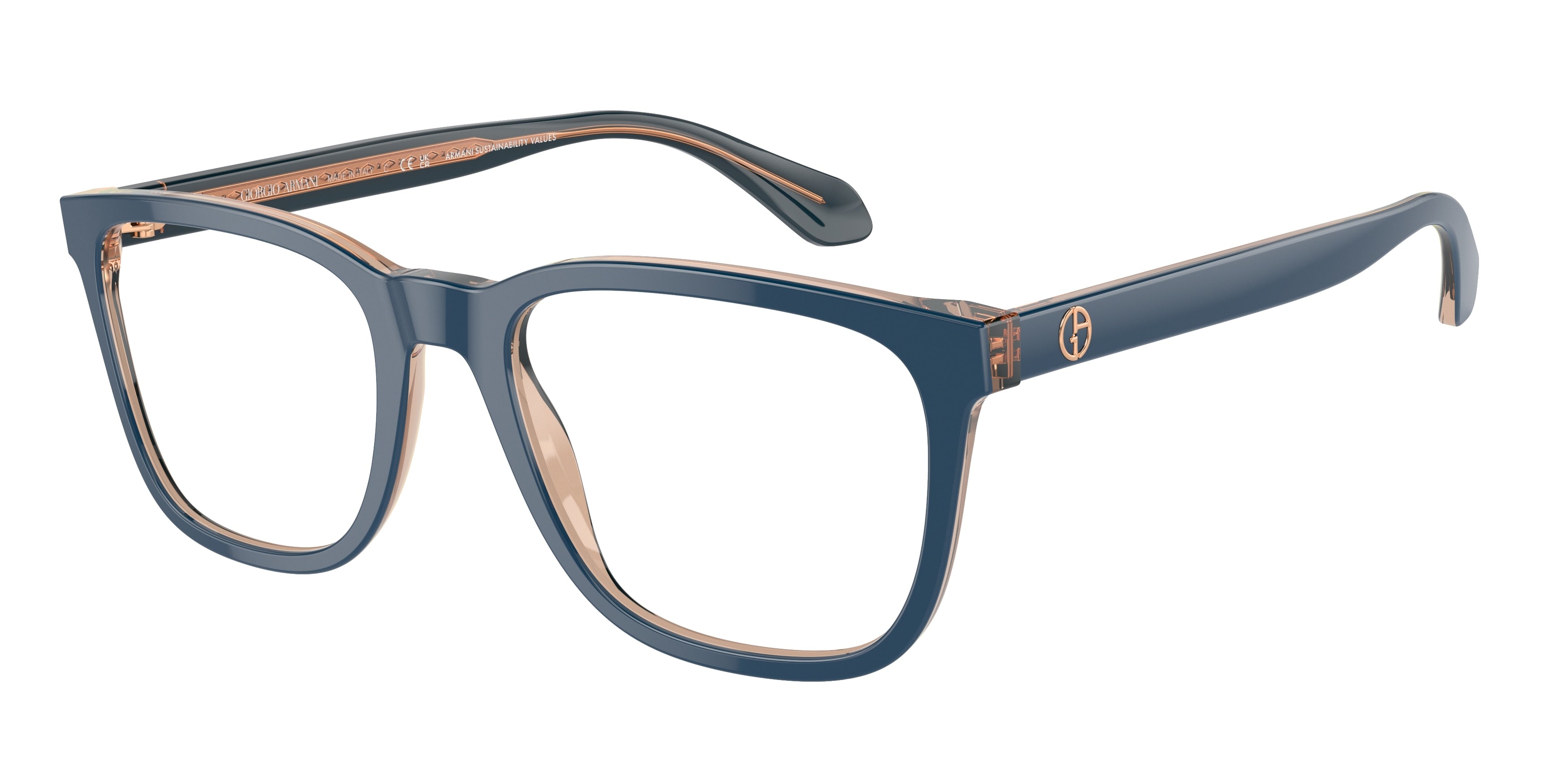 Giorgio Armani AR7255F Pillow Eyeglasses  6085-Top Blue/Transparent Brown 55-145-20 - Color Map Blue