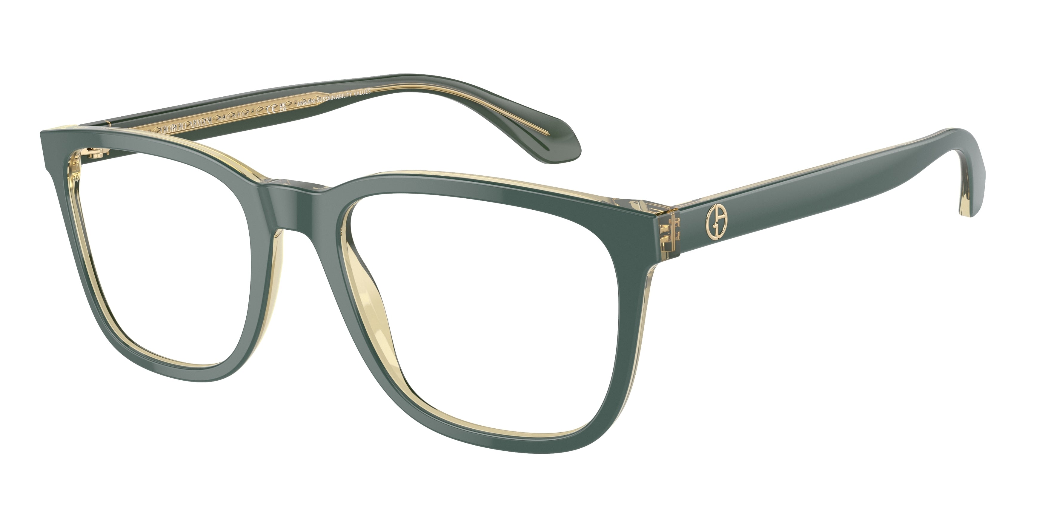 Giorgio Armani AR7255F Pillow Eyeglasses  6086-Top Green/Olive Transparent 55-145-20 - Color Map Green