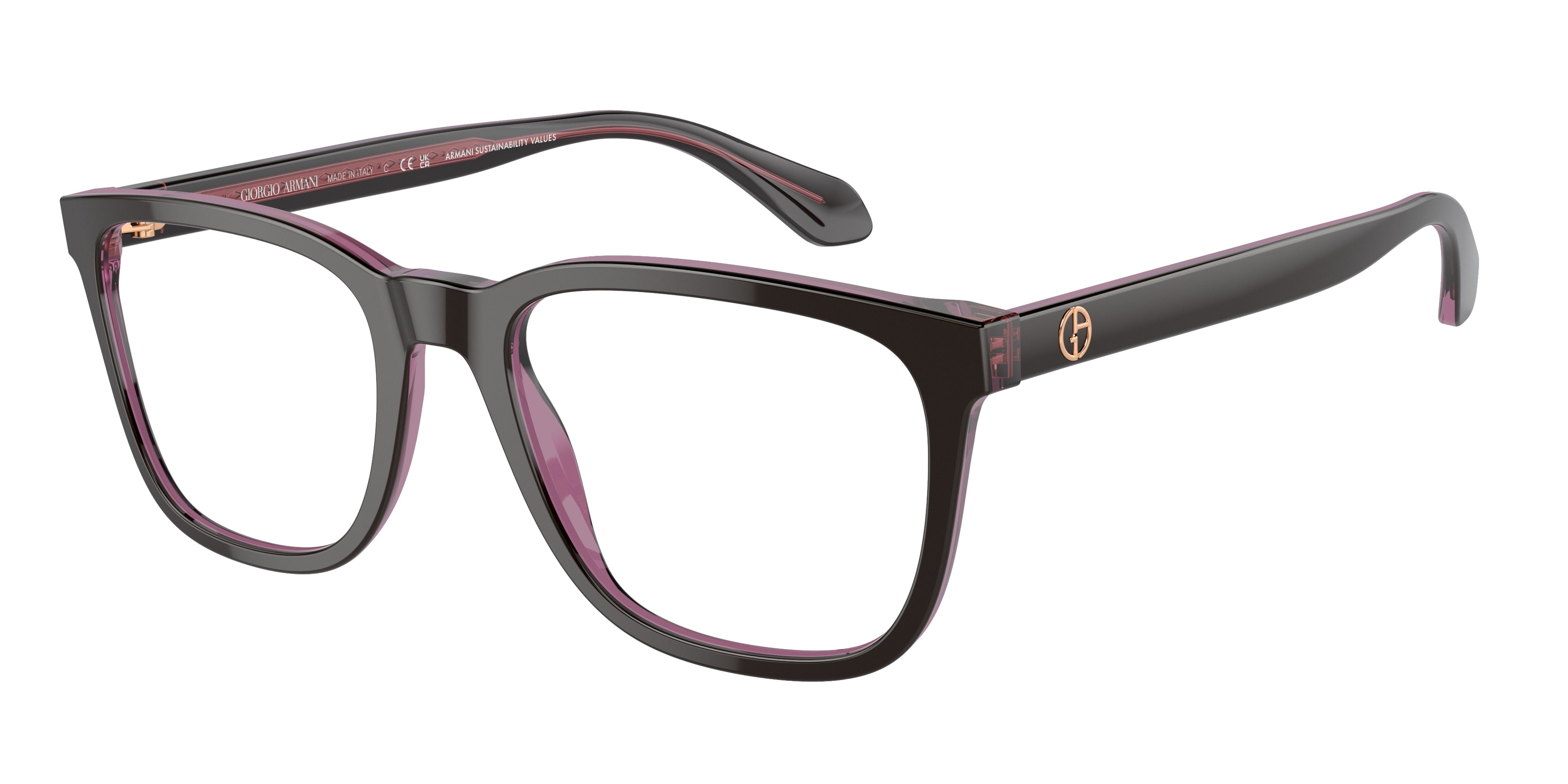 Giorgio Armani AR7255F Pillow Eyeglasses  6088-Top Brown/Transparent Pink 55-145-20 - Color Map Brown