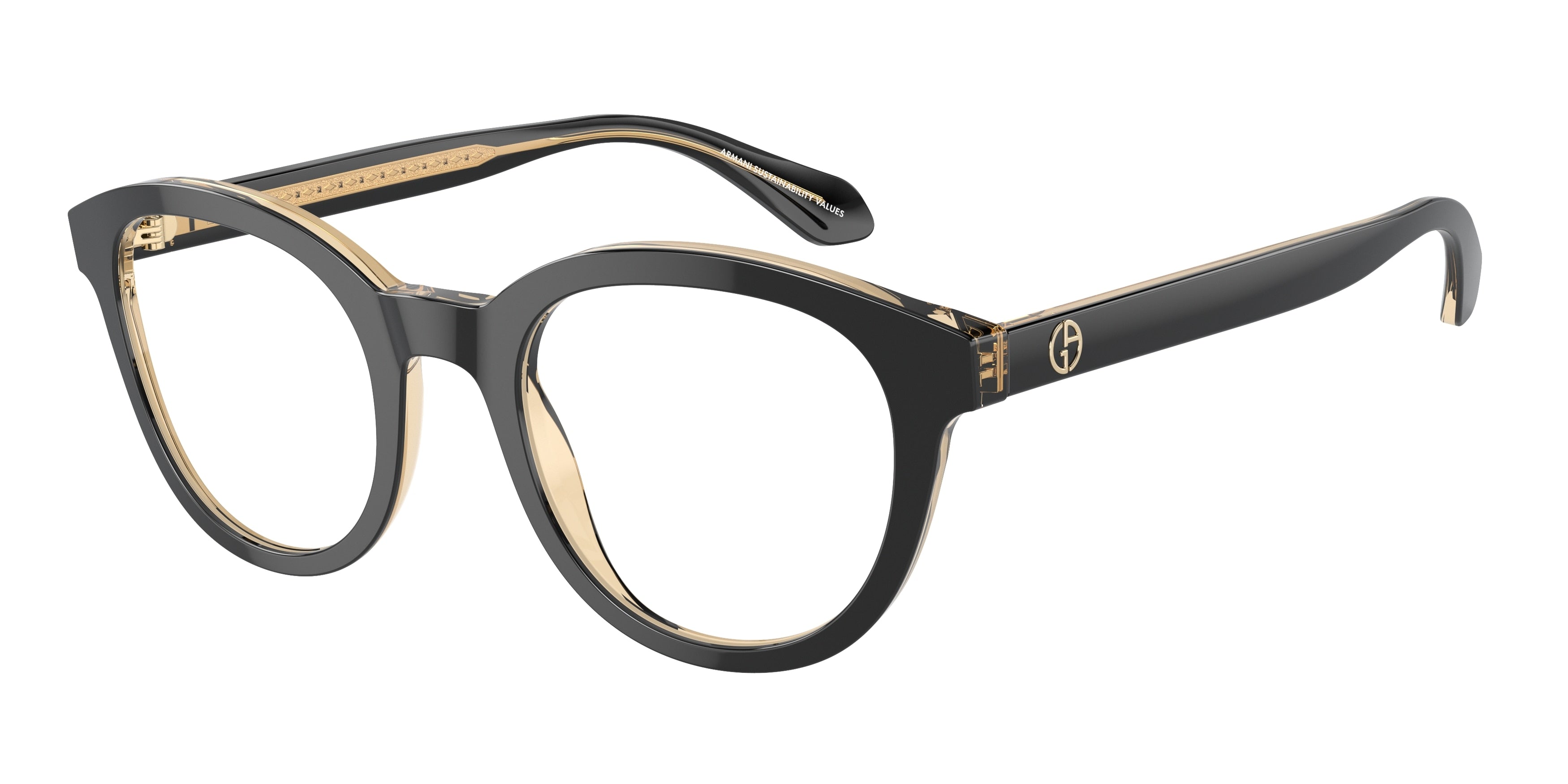 Giorgio Armani AR7256 Phantos Eyeglasses  6084-Top Black/Transparent Orange 50-145-22 - Color Map Black