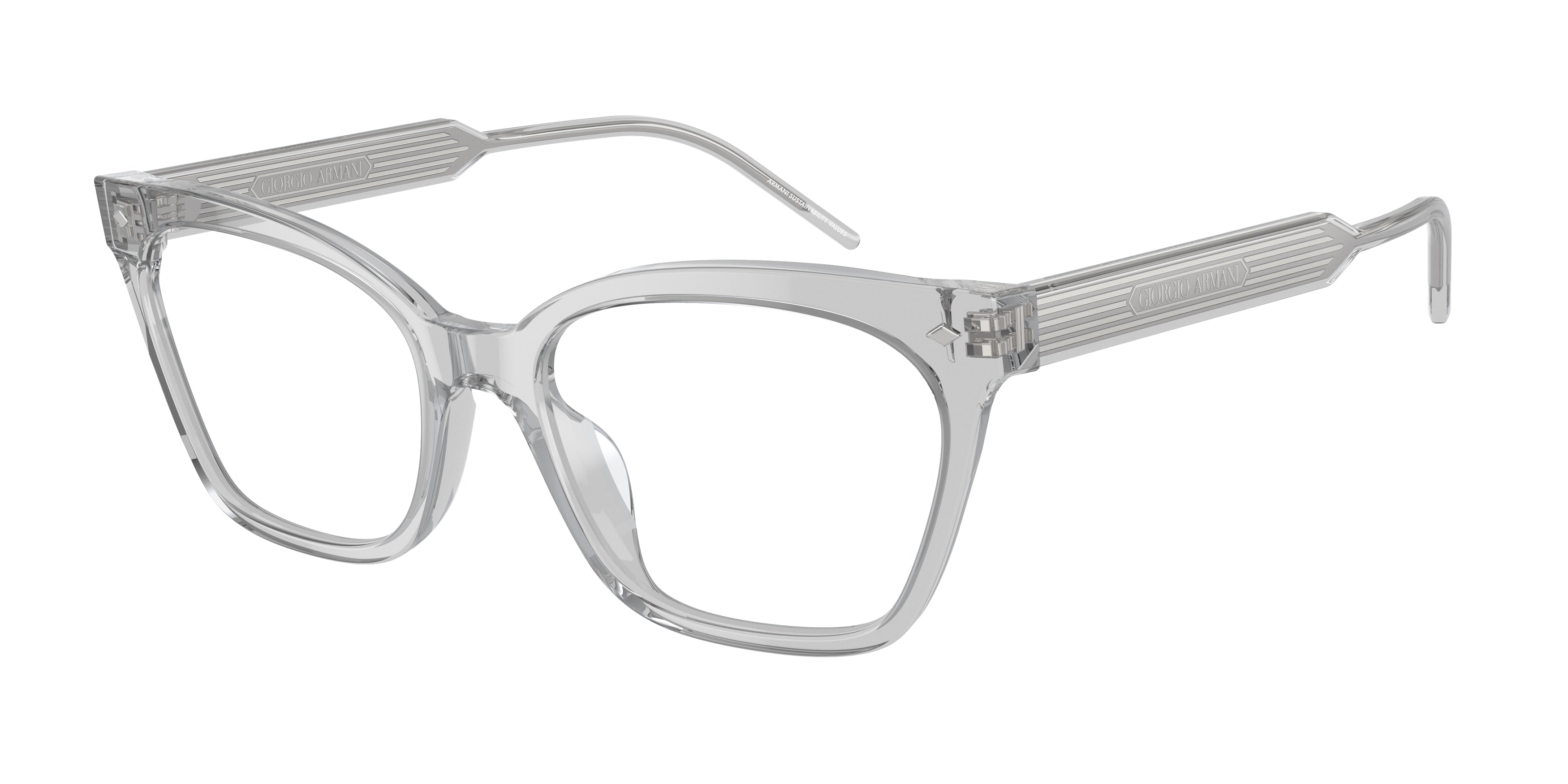 Giorgio Armani AR7257U Cat Eye Eyeglasses  6080-Transparent Grey 54-140-18 - Color Map Grey