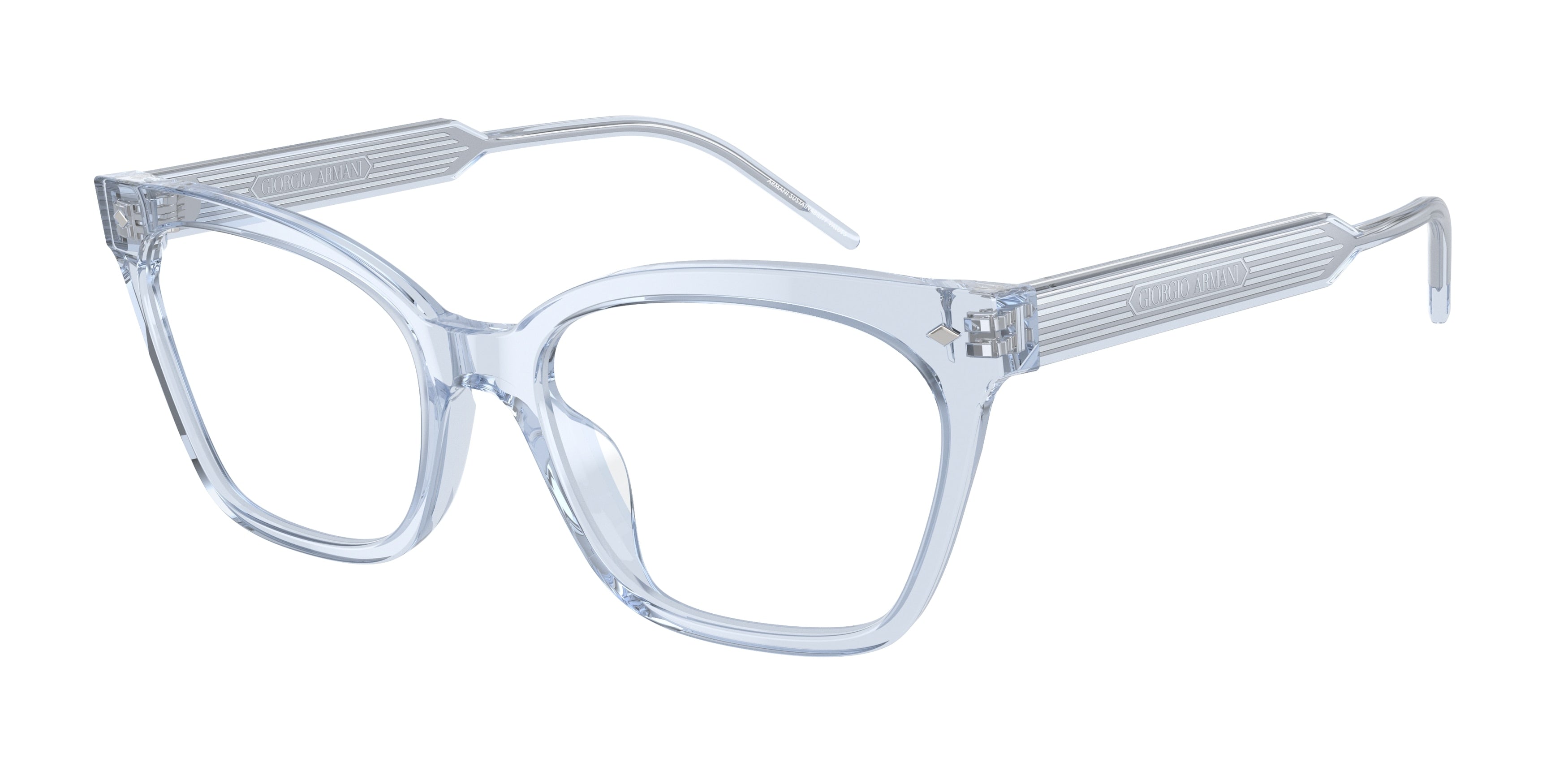 Giorgio Armani AR7257U Cat Eye Eyeglasses  6081-Transparent Light Blue 54-140-18 - Color Map Blue