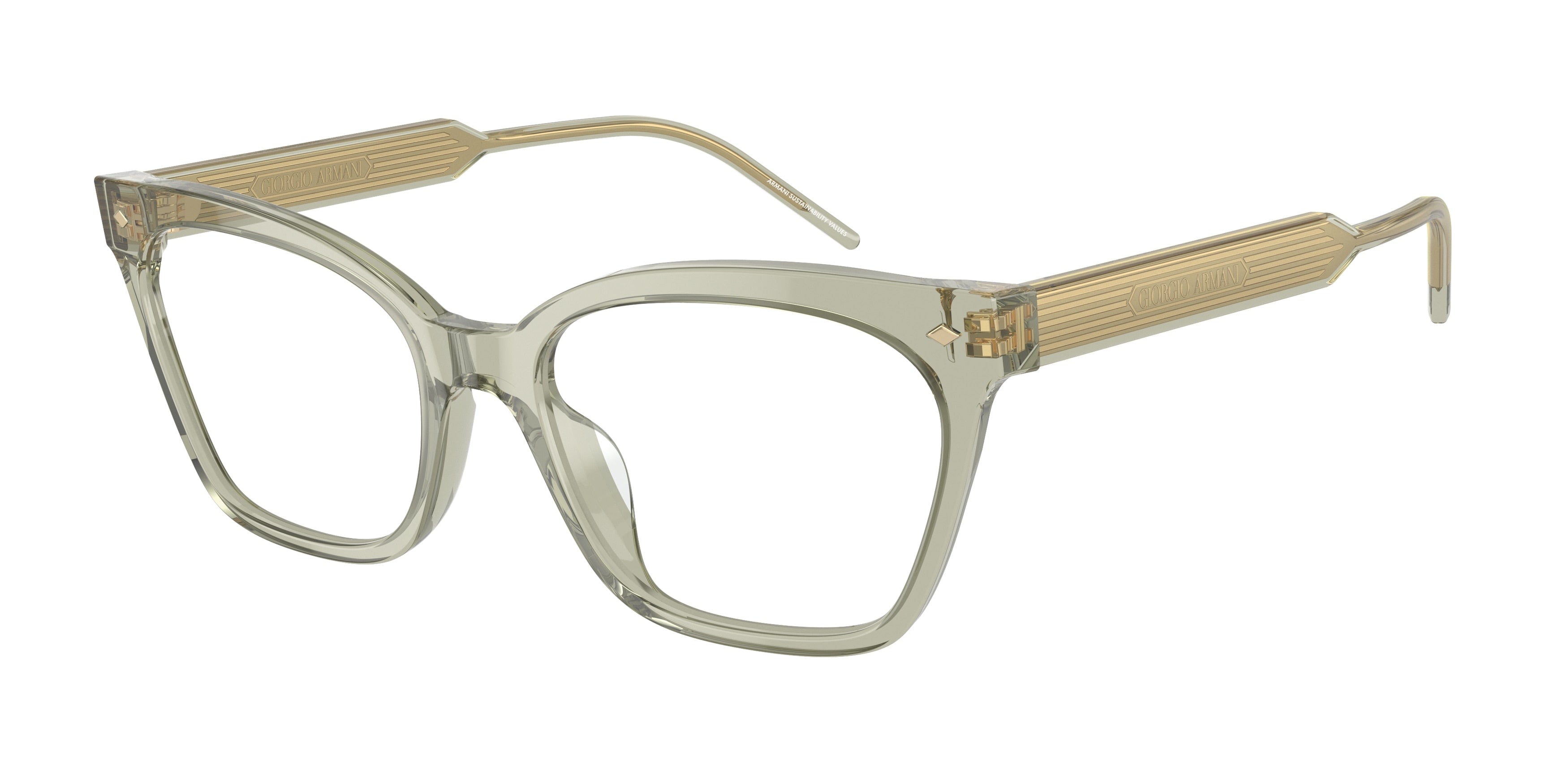 Giorgio Armani AR7257U Cat Eye Eyeglasses  6083-Transparent Green 54-140-18 - Color Map Green