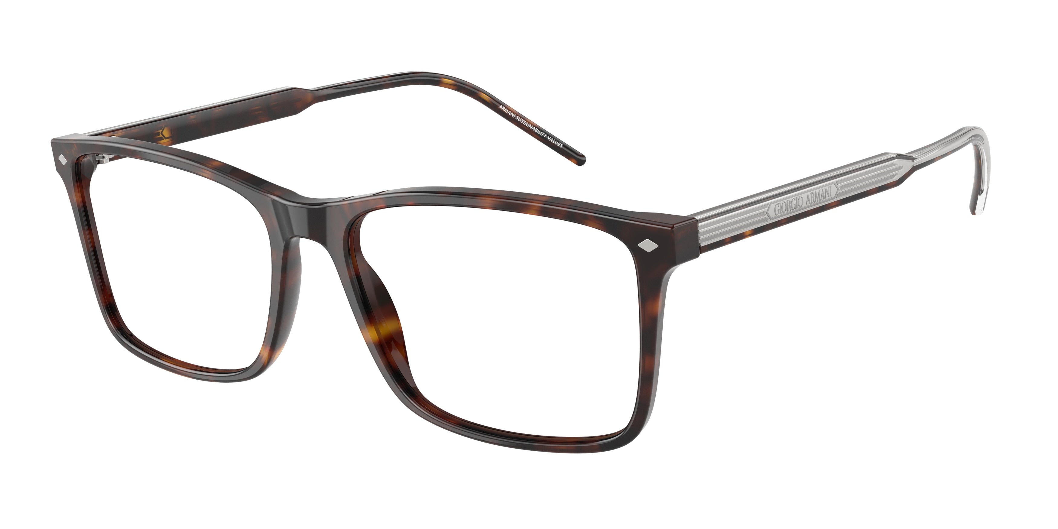 Giorgio Armani AR7258 Rectangle Eyeglasses  5879-Havana 57-145-17 - Color Map Tortoise