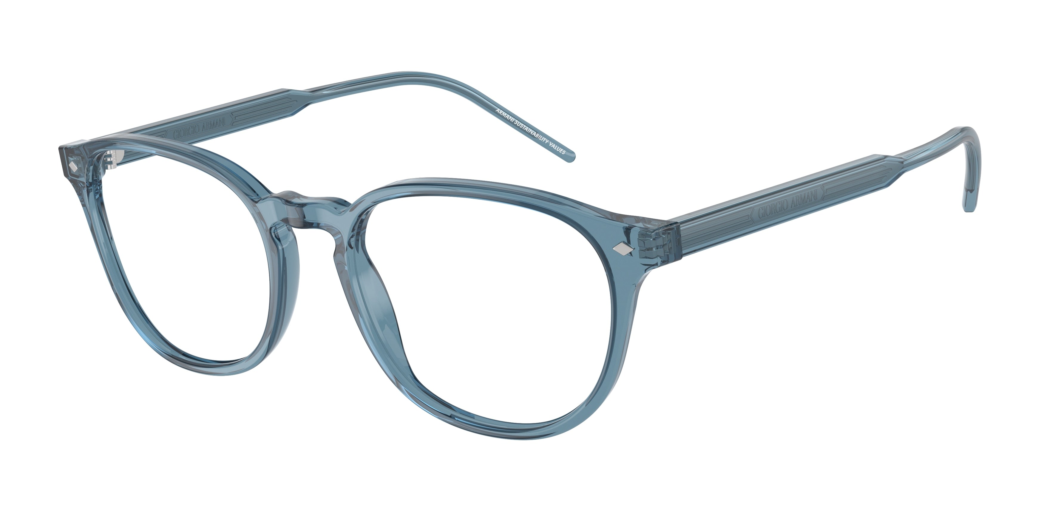Giorgio Armani AR7259 Phantos Eyeglasses  6071-Transparent Blue 52-145-19 - Color Map Blue