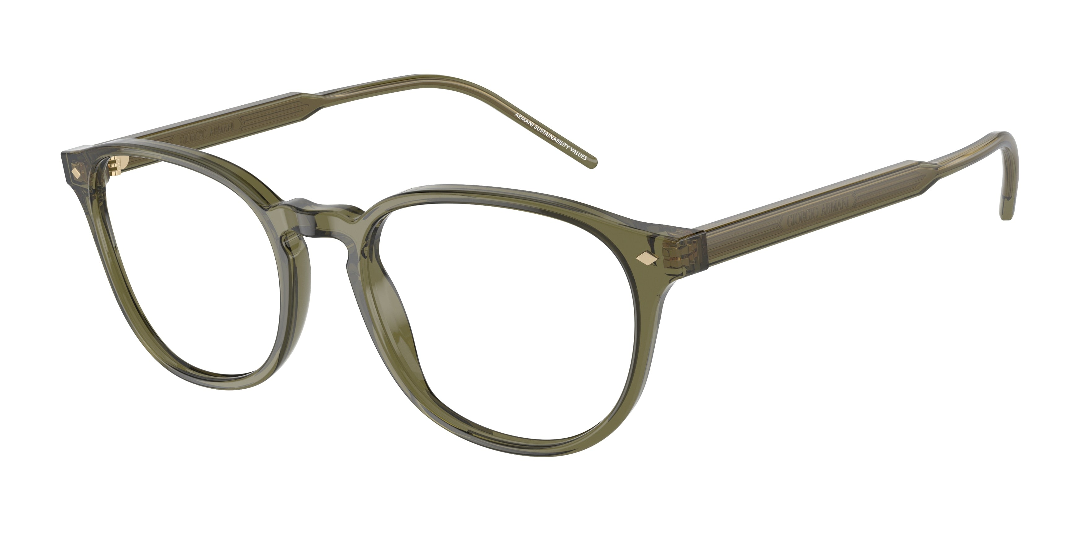 Giorgio Armani AR7259 Phantos Eyeglasses  6074-Transparent Green 52-145-19 - Color Map Green