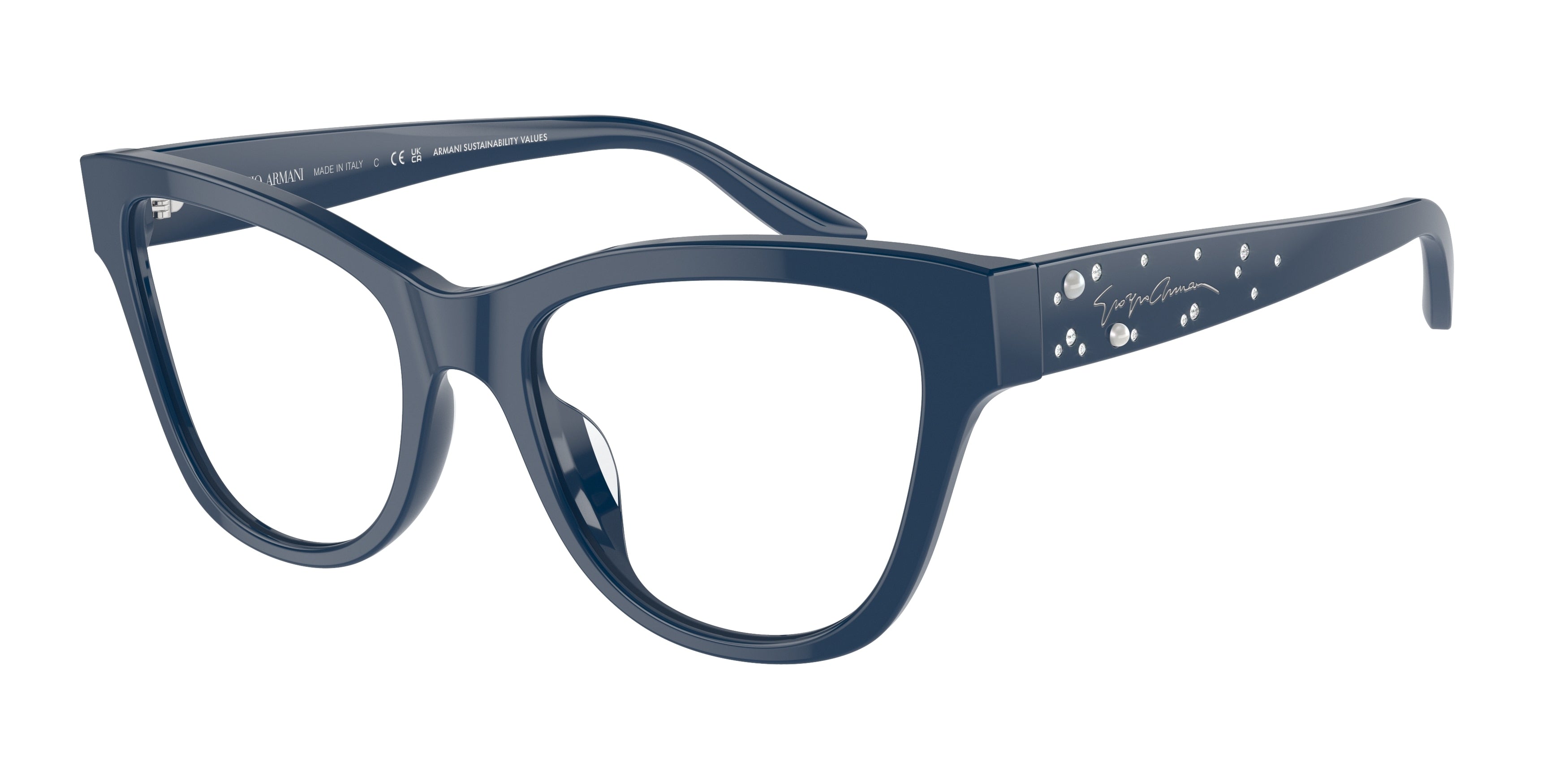 Giorgio Armani AR7260BU Cat Eye Eyeglasses  6079-Blue 53-140-19 - Color Map Blue