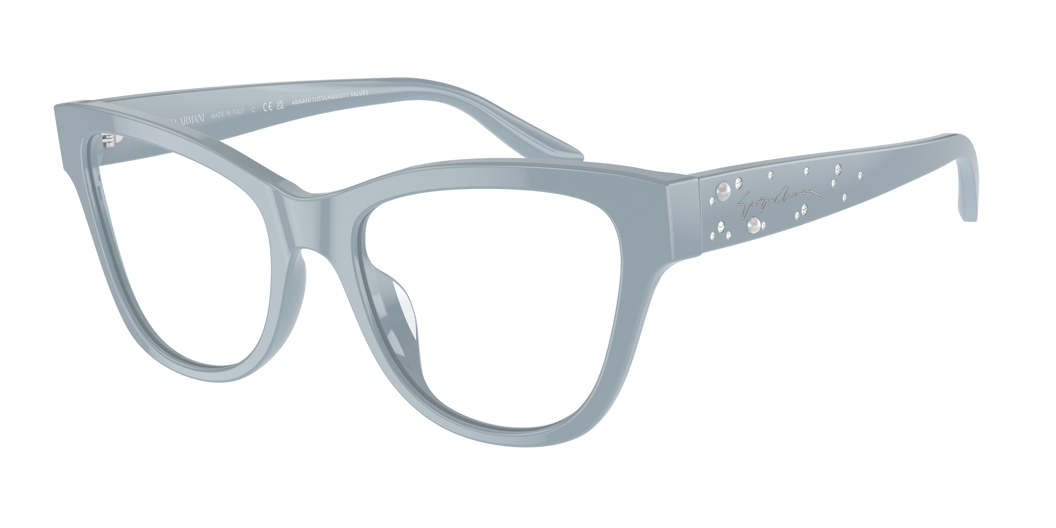 Giorgio Armani AR7260BU Cat Eye Eyeglasses  6082-Blue Sugar Paper 53-140-19 - Color Map Blue