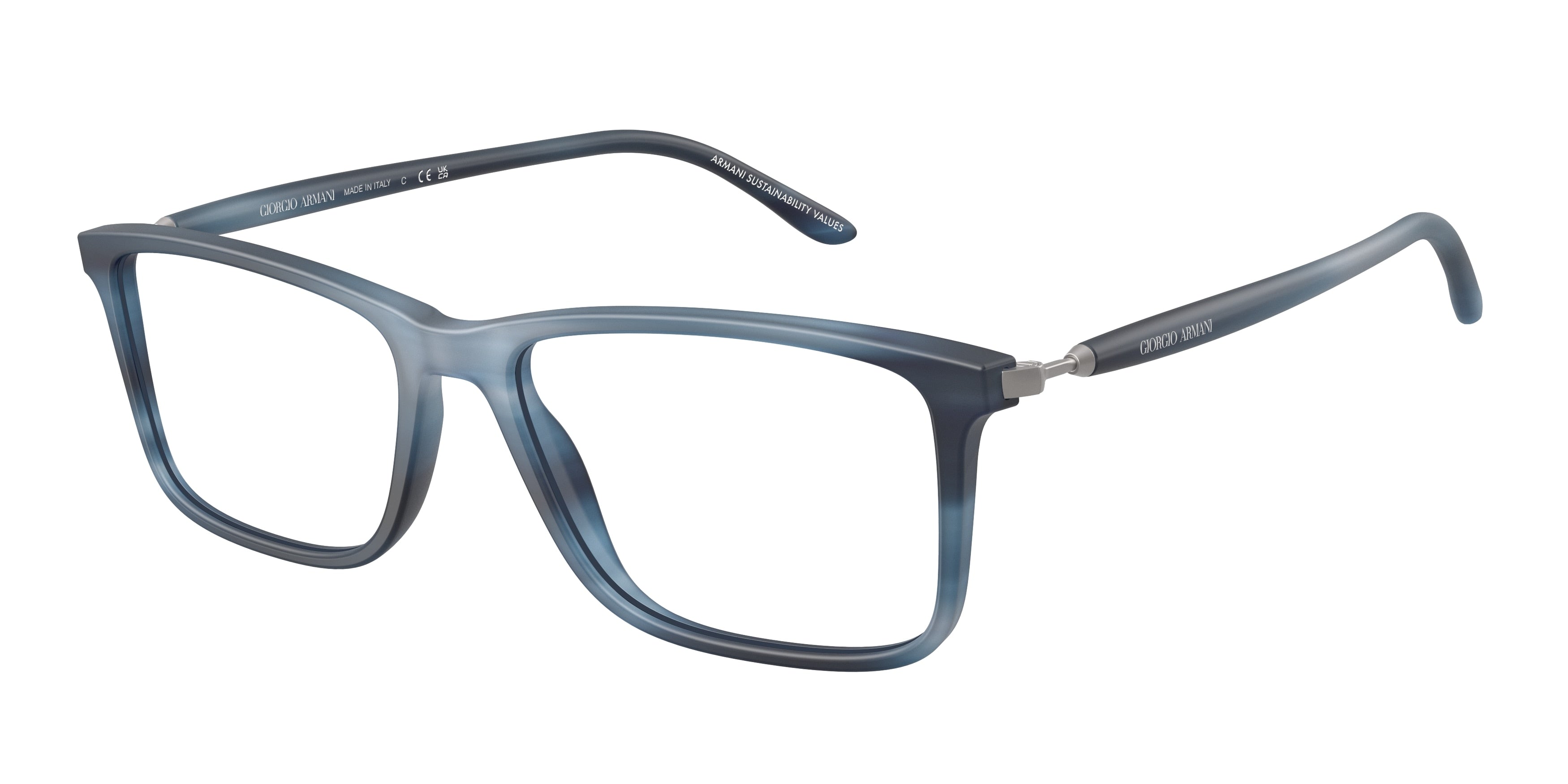 Giorgio Armani AR7261F Rectangle Eyeglasses  6165-Matte Stripped Blue 56-140-17 - Color Map Blue