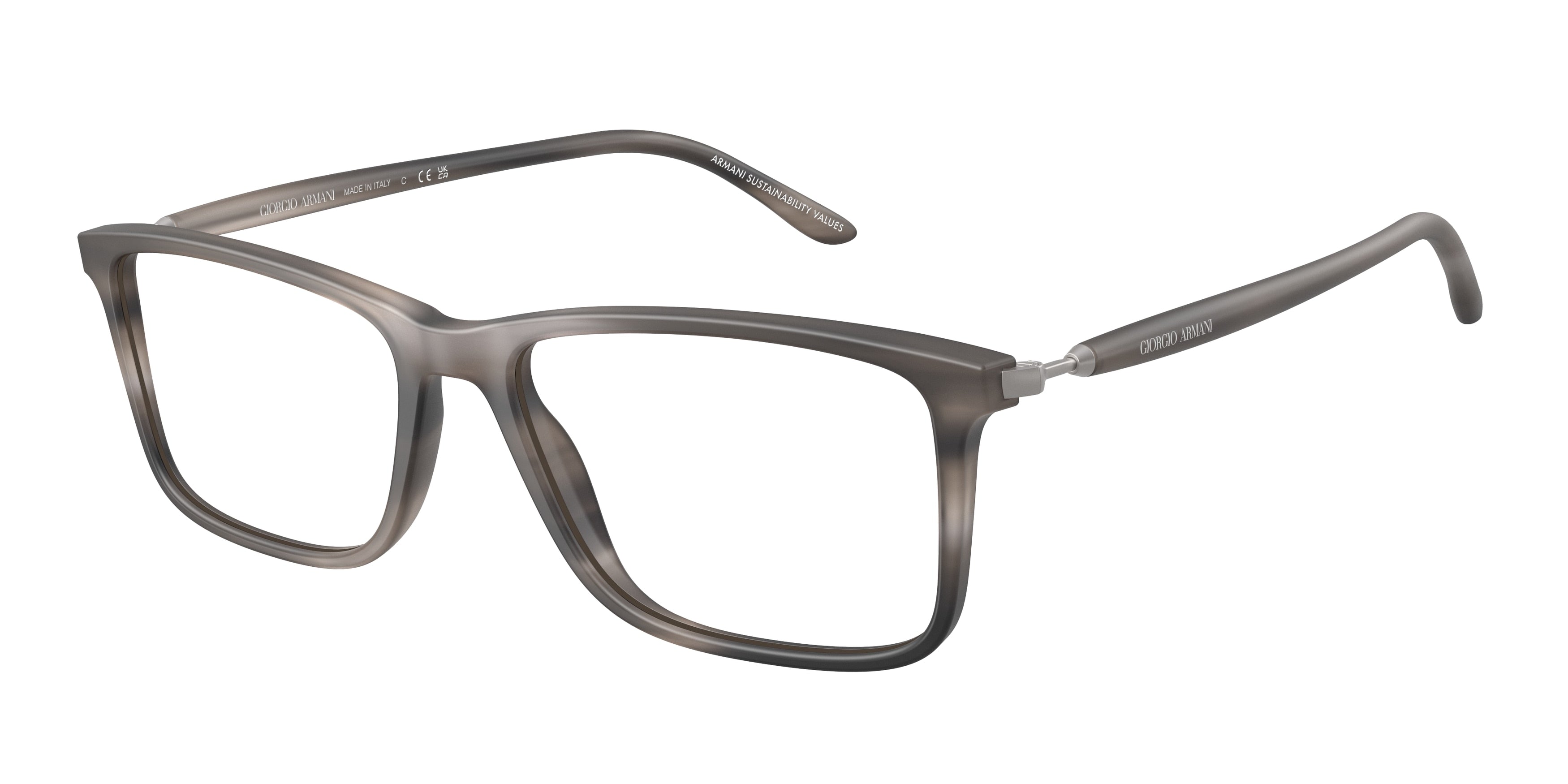 Giorgio Armani AR7261F Rectangle Eyeglasses  6166-Matte Stripped Grey 56-140-17 - Color Map Grey