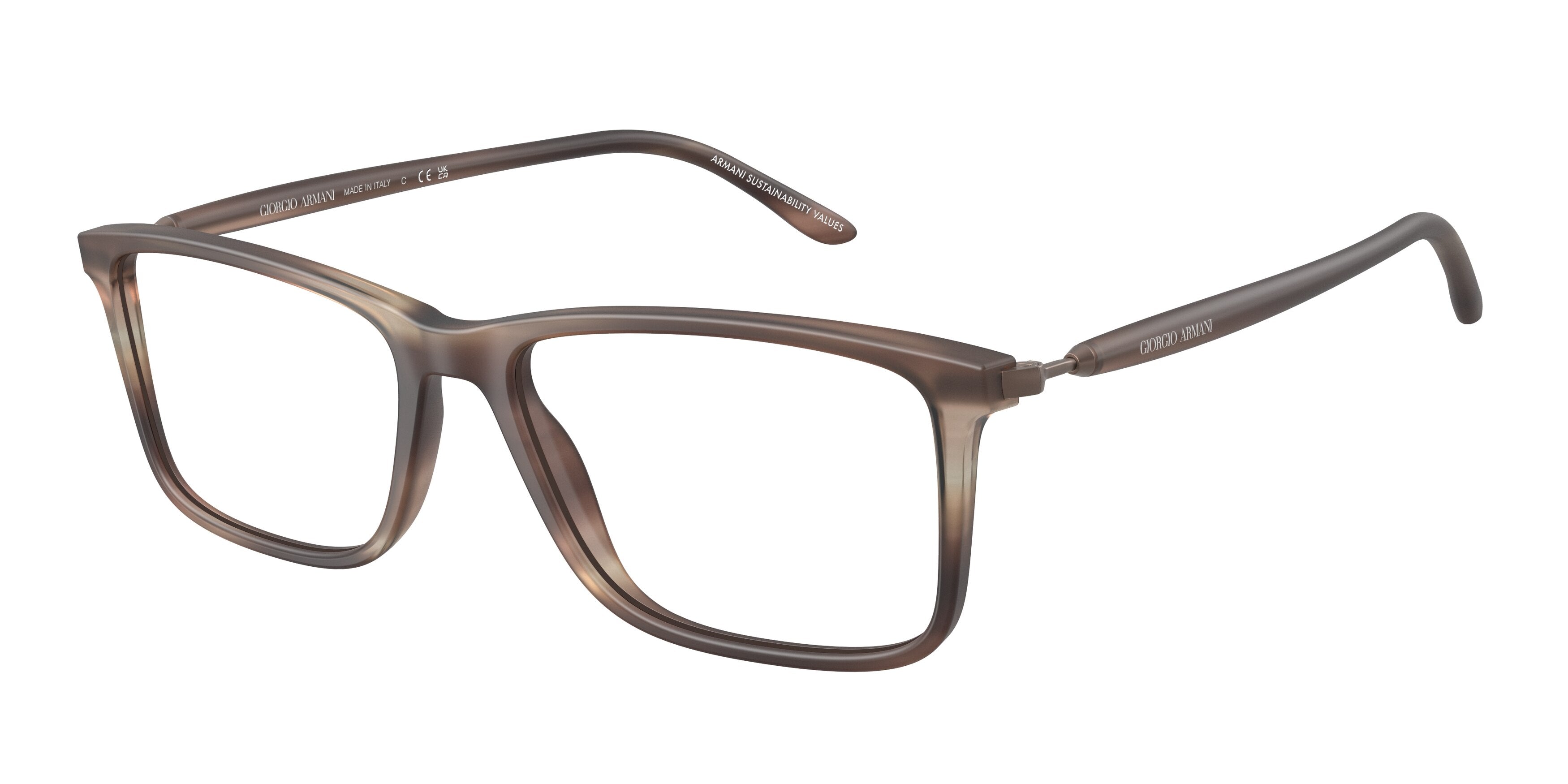 Giorgio Armani AR7261F Rectangle Eyeglasses  6167-Matte Stripped Brown 56-140-17 - Color Map Brown