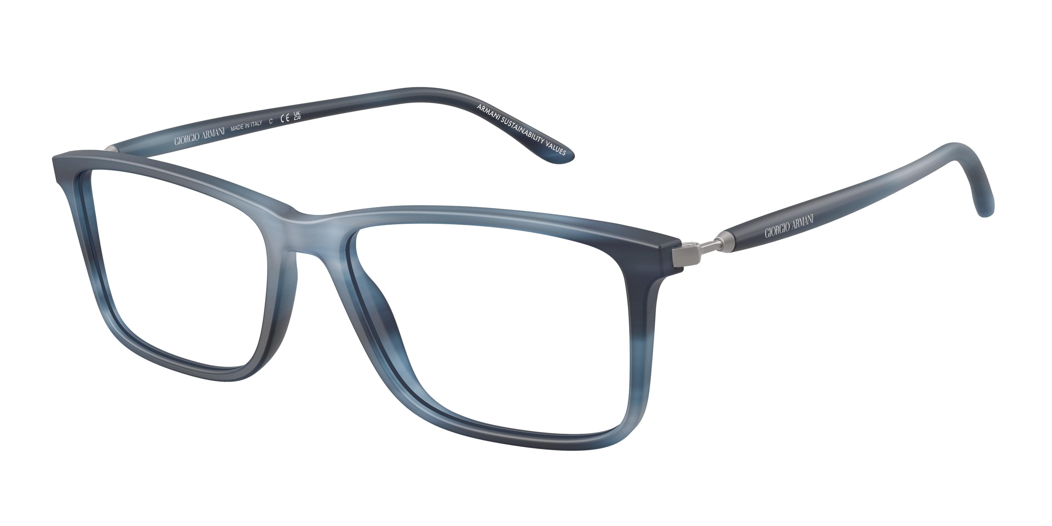 Giorgio Armani AR7261 Rectangle Eyeglasses  6165-Matte Stripped Blue 56-145-17 - Color Map Blue