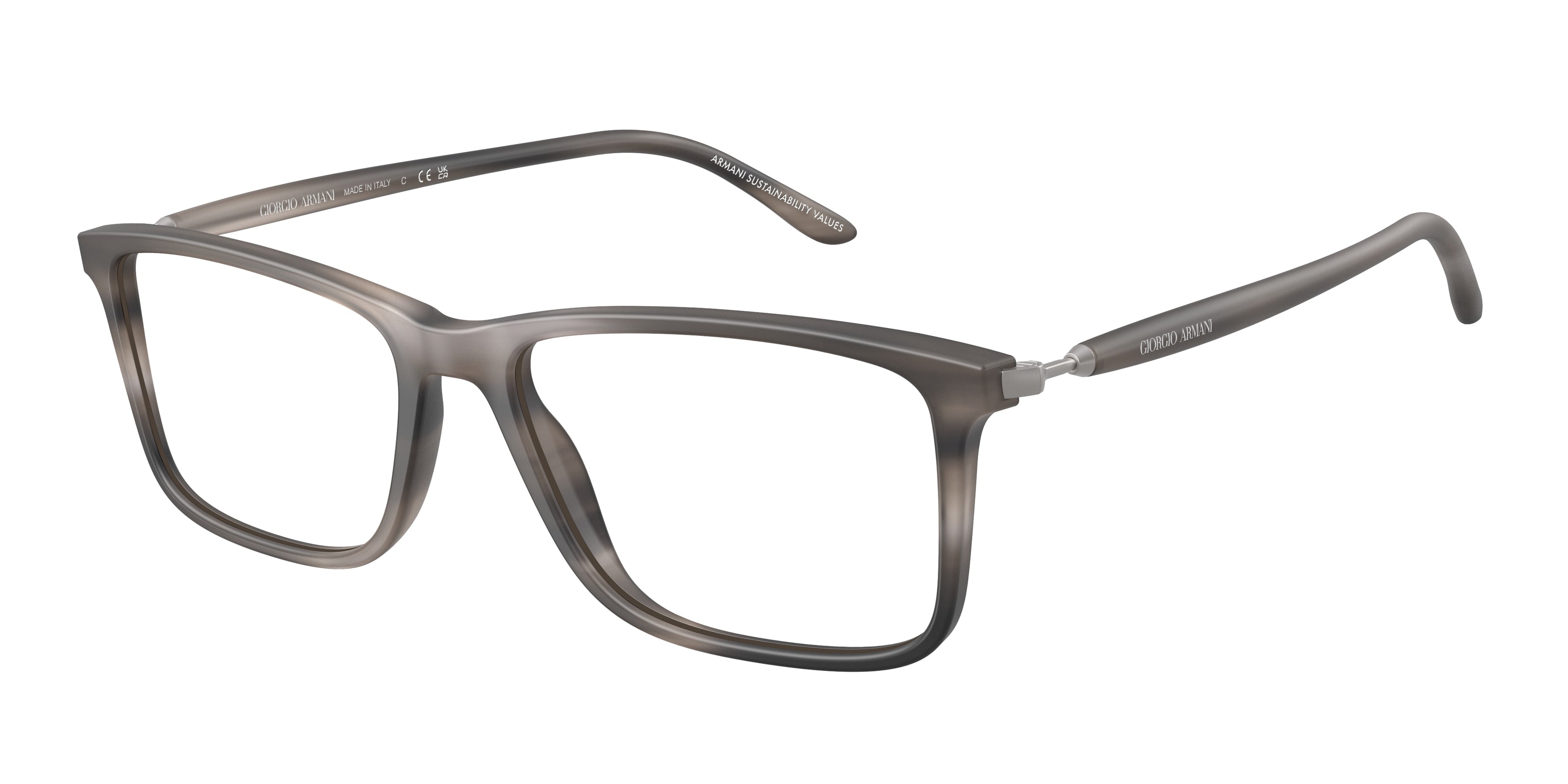 Giorgio Armani AR7261 Rectangle Eyeglasses  6166-Matte Stripped Grey 56-145-17 - Color Map Grey