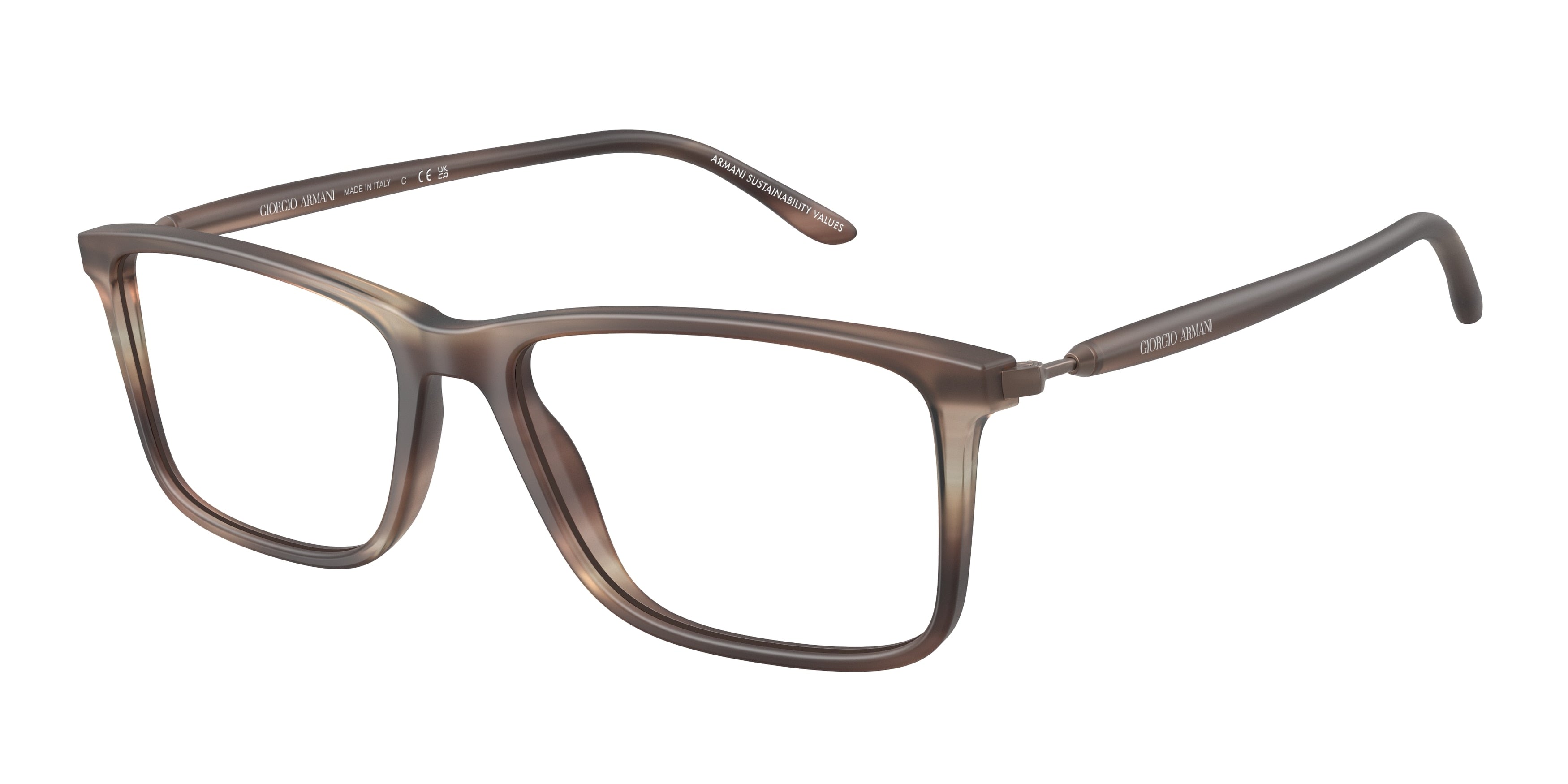 Giorgio Armani AR7261 Rectangle Eyeglasses  6167-Matte Stripped Brown 56-145-17 - Color Map Brown
