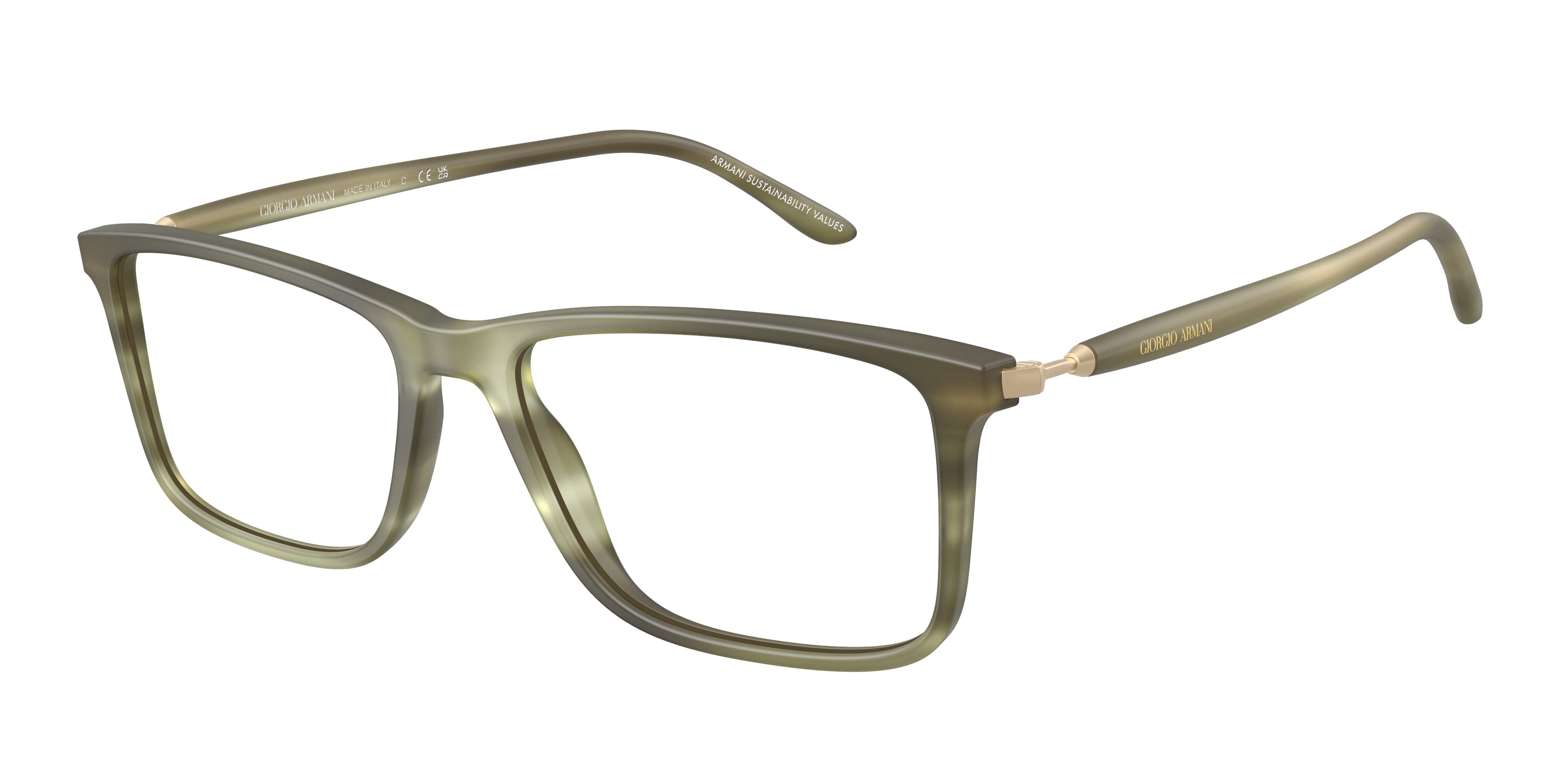Giorgio Armani AR7261 Rectangle Eyeglasses  6168-Matte Stripped Green 56-145-17 - Color Map Green