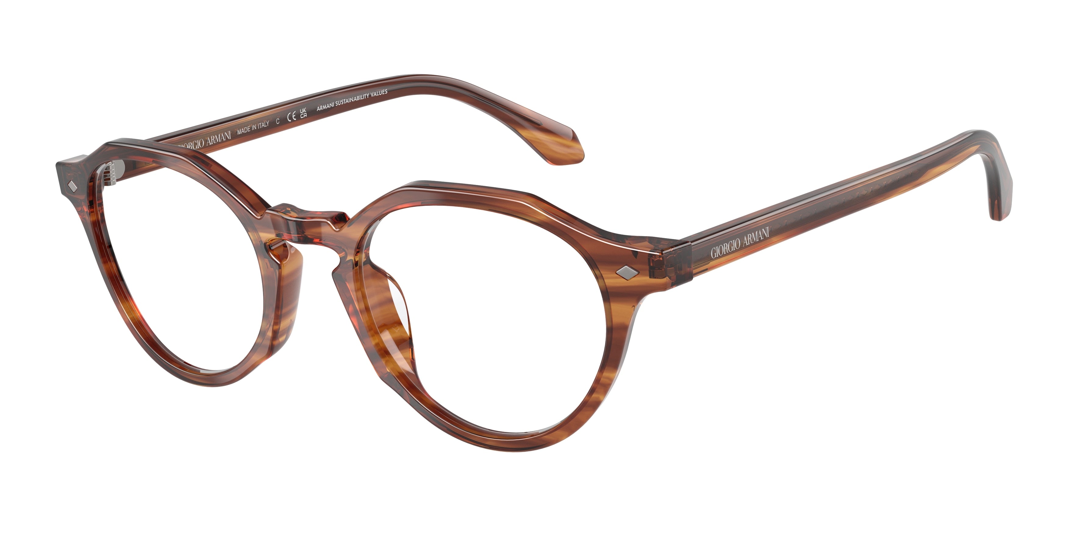 Giorgio Armani AR7264U Phantos Eyeglasses  6162-Striped Brown 49-145-21 - Color Map Tortoise
