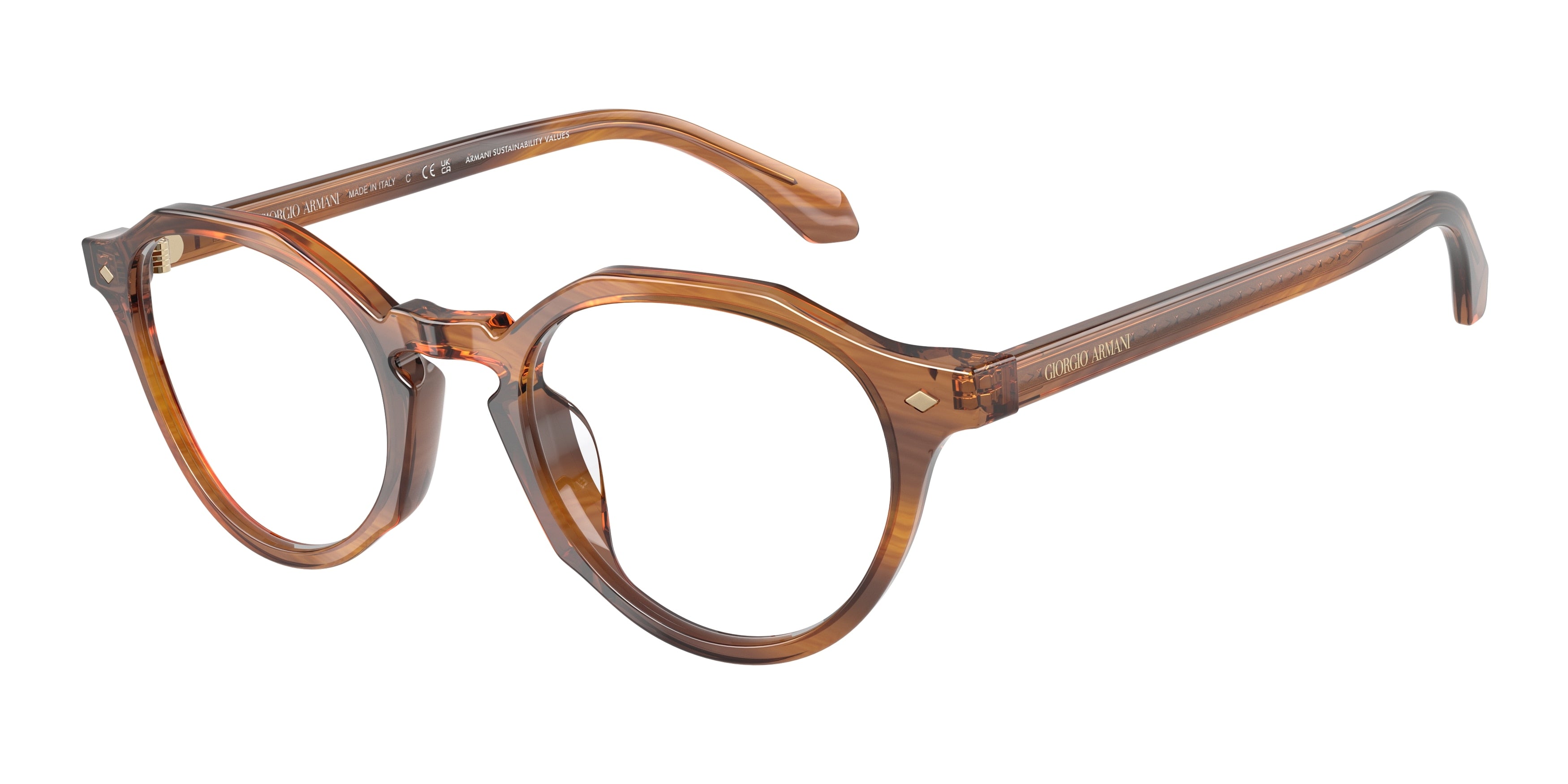 Giorgio Armani AR7264U Phantos Eyeglasses  6163-Striped Honey 49-145-21 - Color Map Tortoise