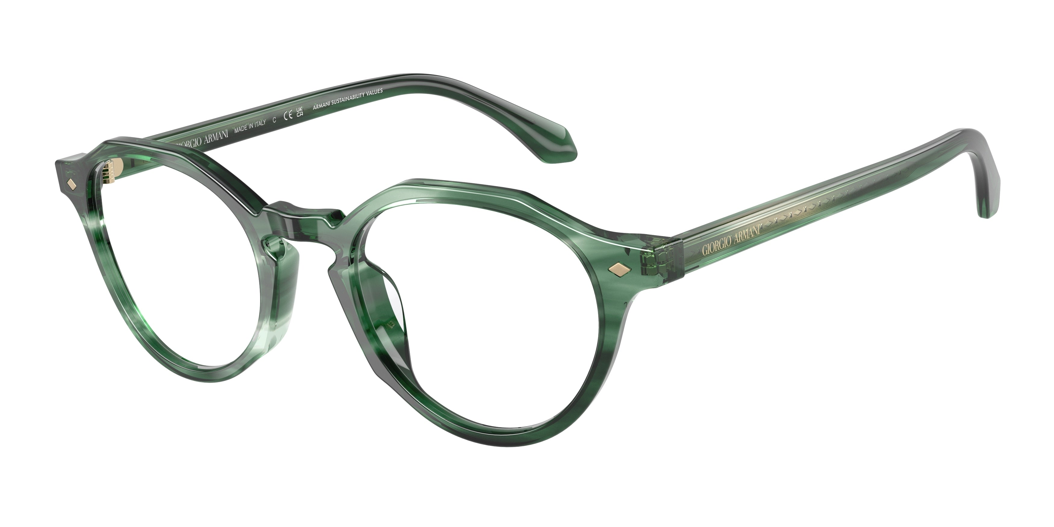 Giorgio Armani AR7264U Phantos Eyeglasses  6164-Striped Green 49-145-21 - Color Map Green