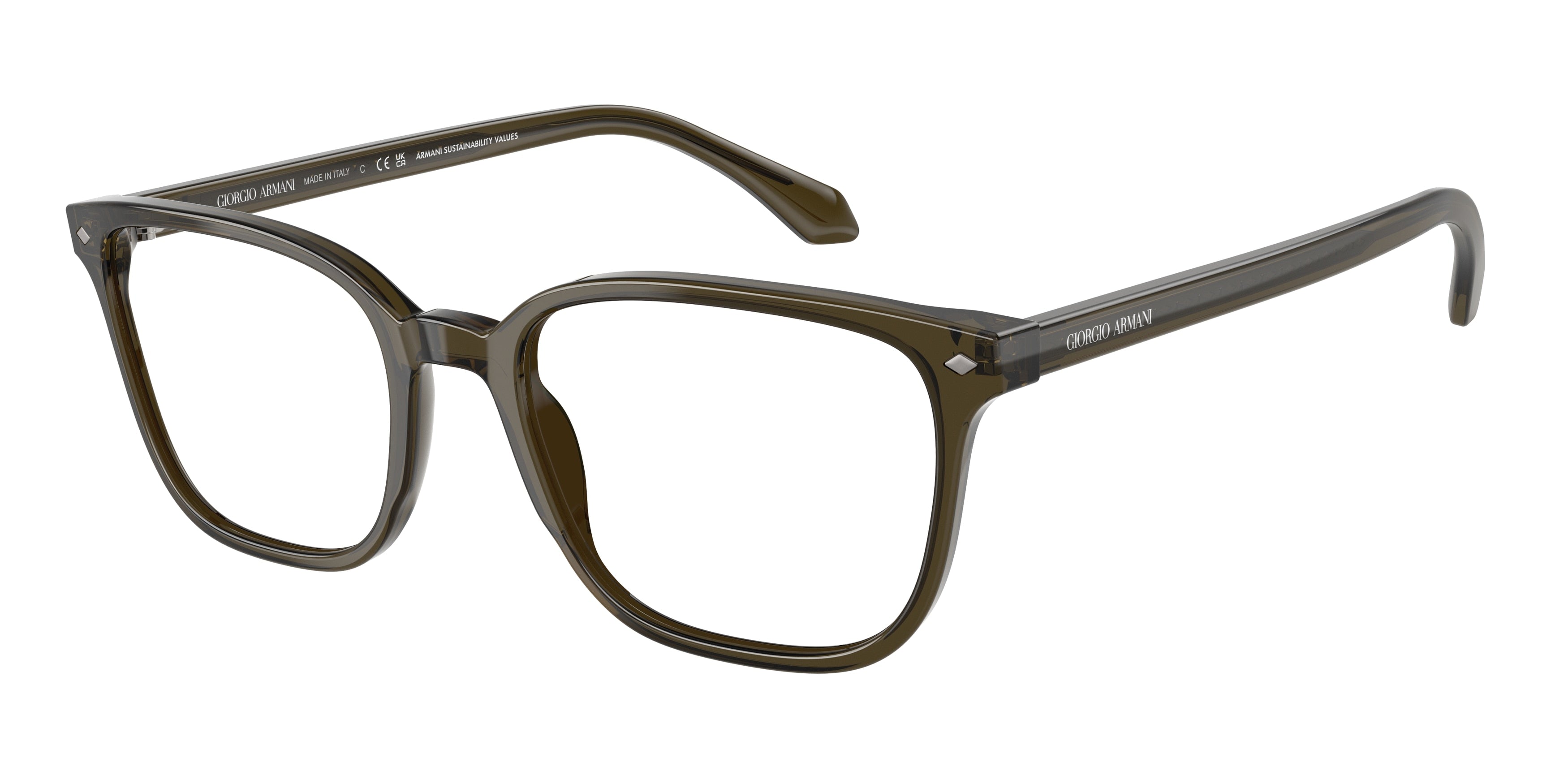 Giorgio Armani AR7265F Pillow Eyeglasses  6169-Transparent Green 55-145-20 - Color Map Green