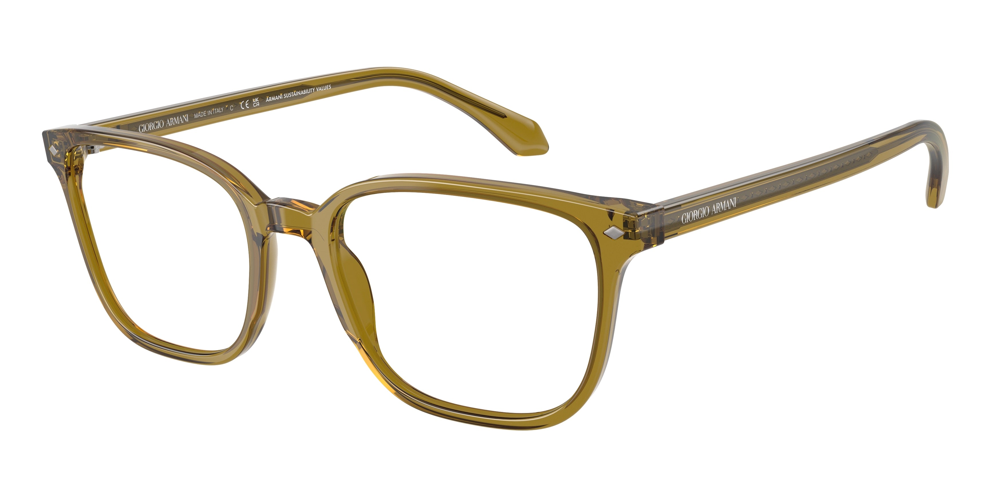 Giorgio Armani AR7265 Pillow Eyeglasses  6172-Transparent Brown 55-145-20 - Color Map Brown