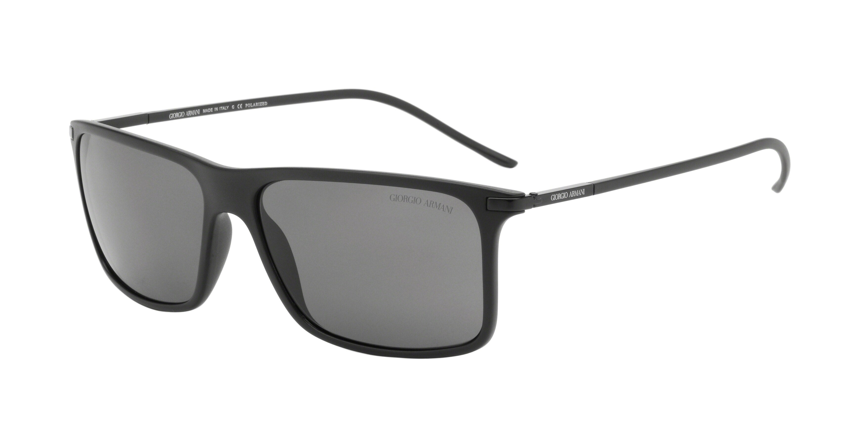 Giorgio Armani AR8034 Rectangle Sunglasses  504281-Matte Black 56-145-14 - Color Map Black
