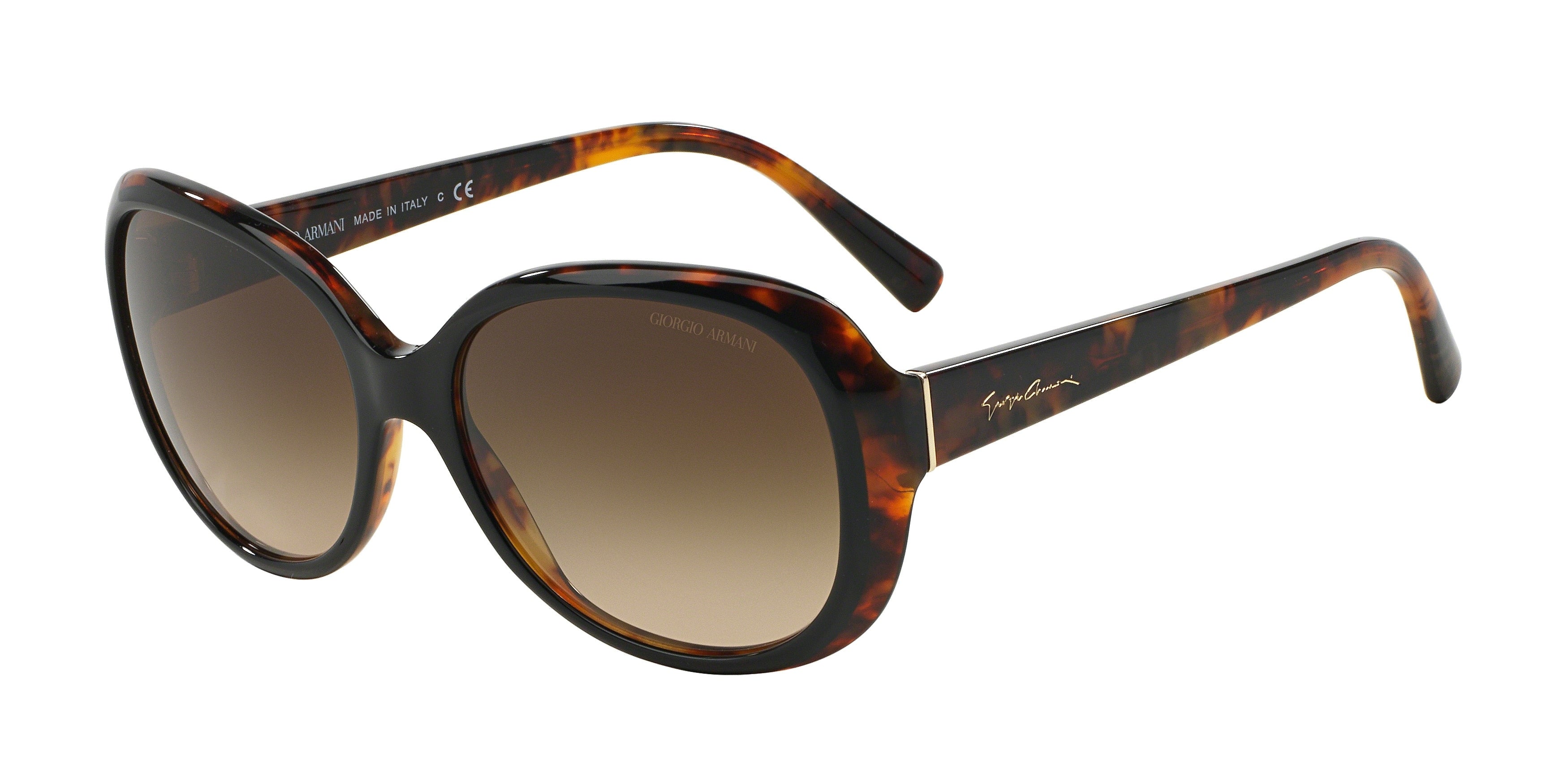 Giorgio Armani AR8047 Round Sunglasses  504913-Top Black Havana 56-140-16 - Color Map Black