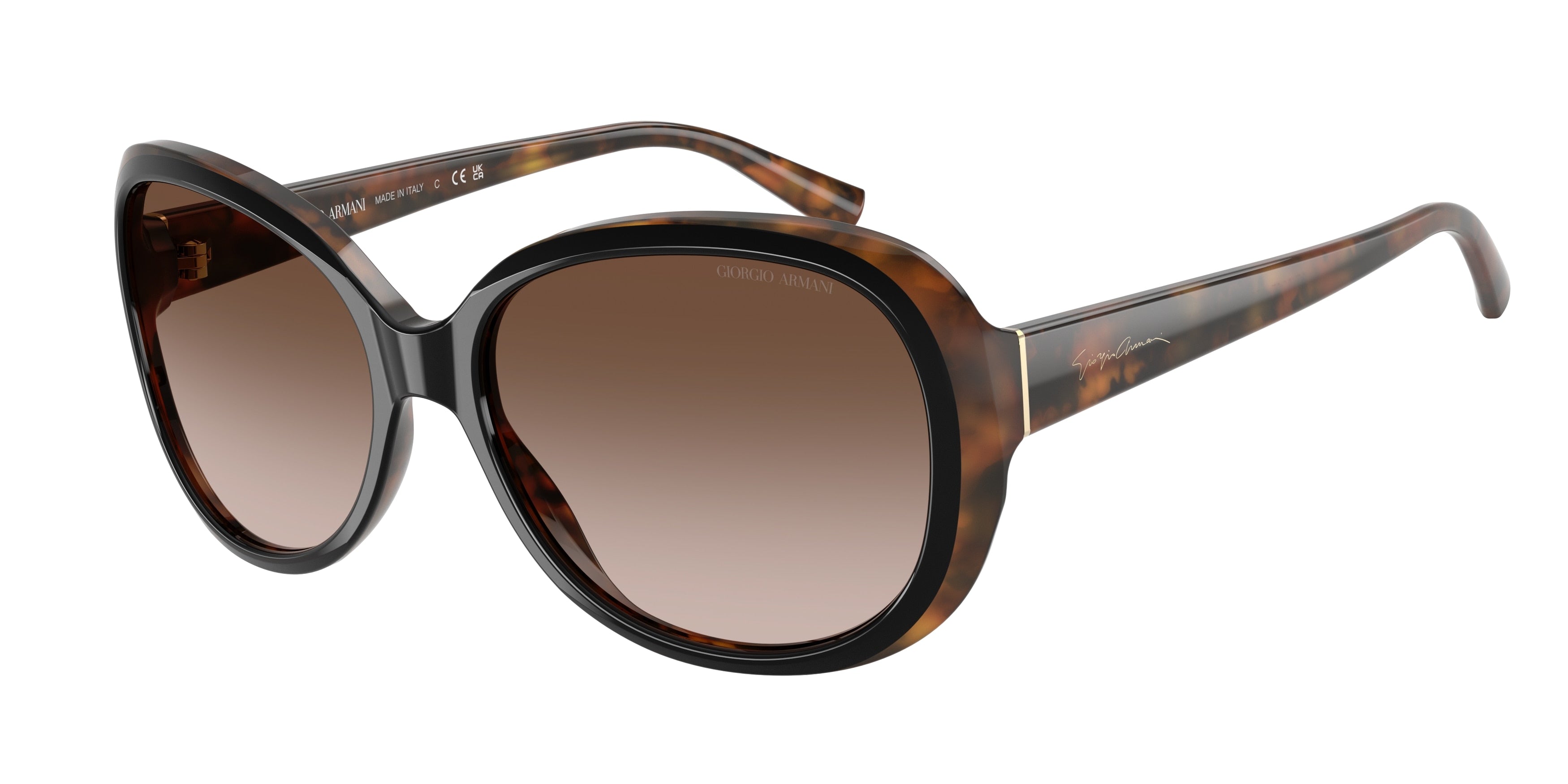 Giorgio Armani AR8047 Round Sunglasses  504913-Top Black Havana 56-140-16 - Color Map Black