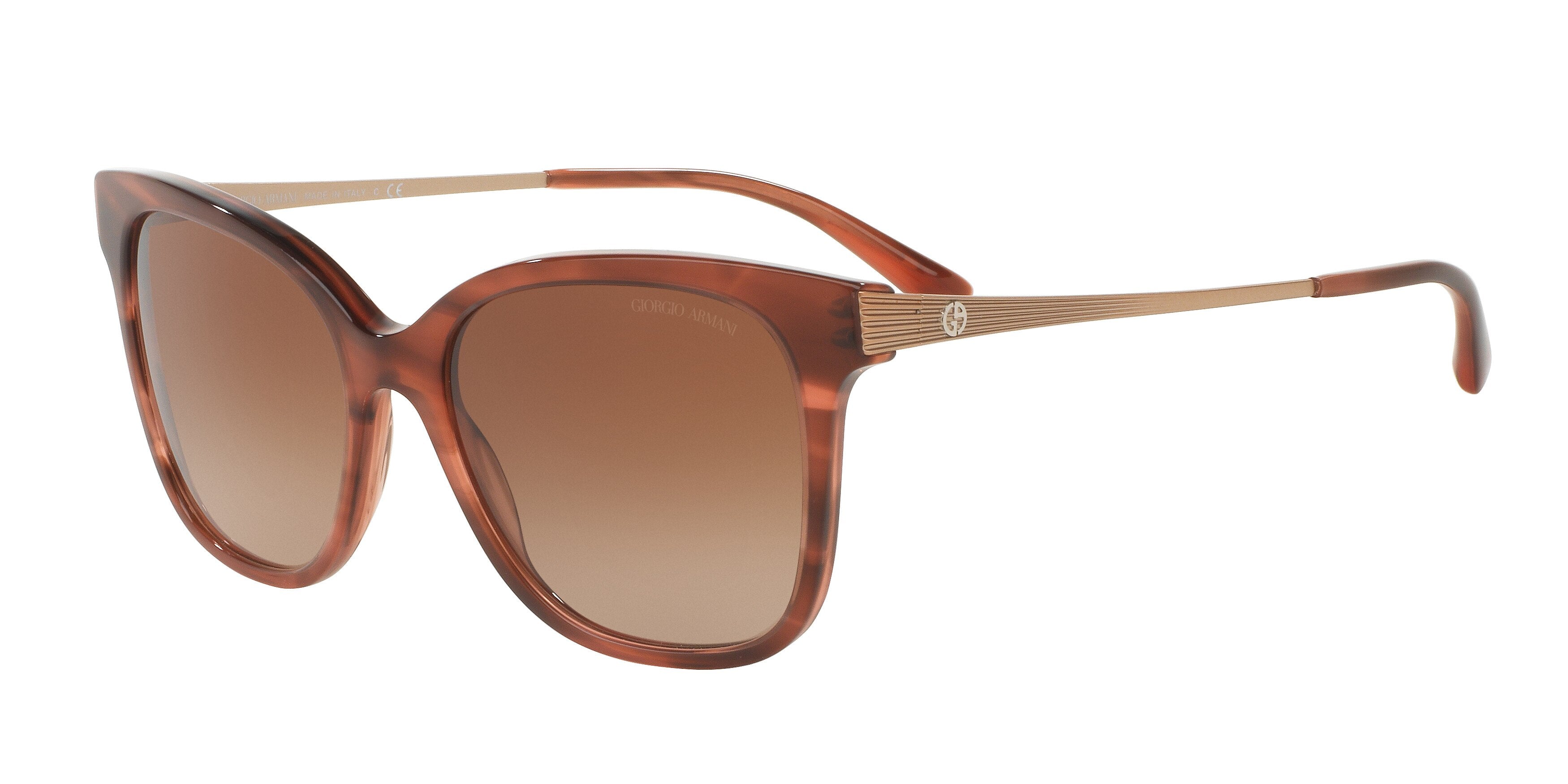 Giorgio Armani AR8074 Square Sunglasses  548813-Striped Brown 54-140-17 - Color Map Tortoise
