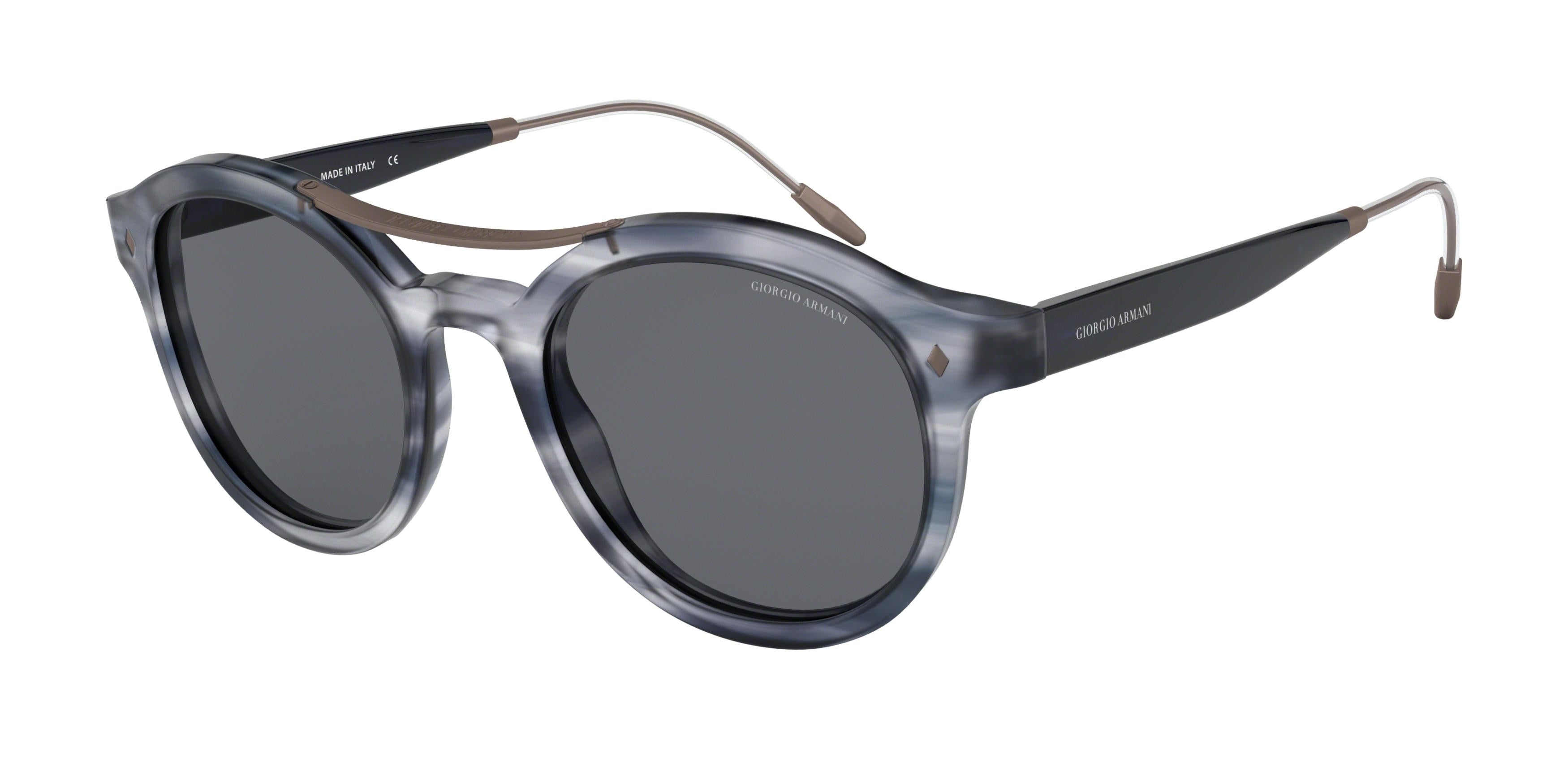 Giorgio Armani AR8119 Round Sunglasses  559987-Striped Grey 50-145-21 - Color Map Grey